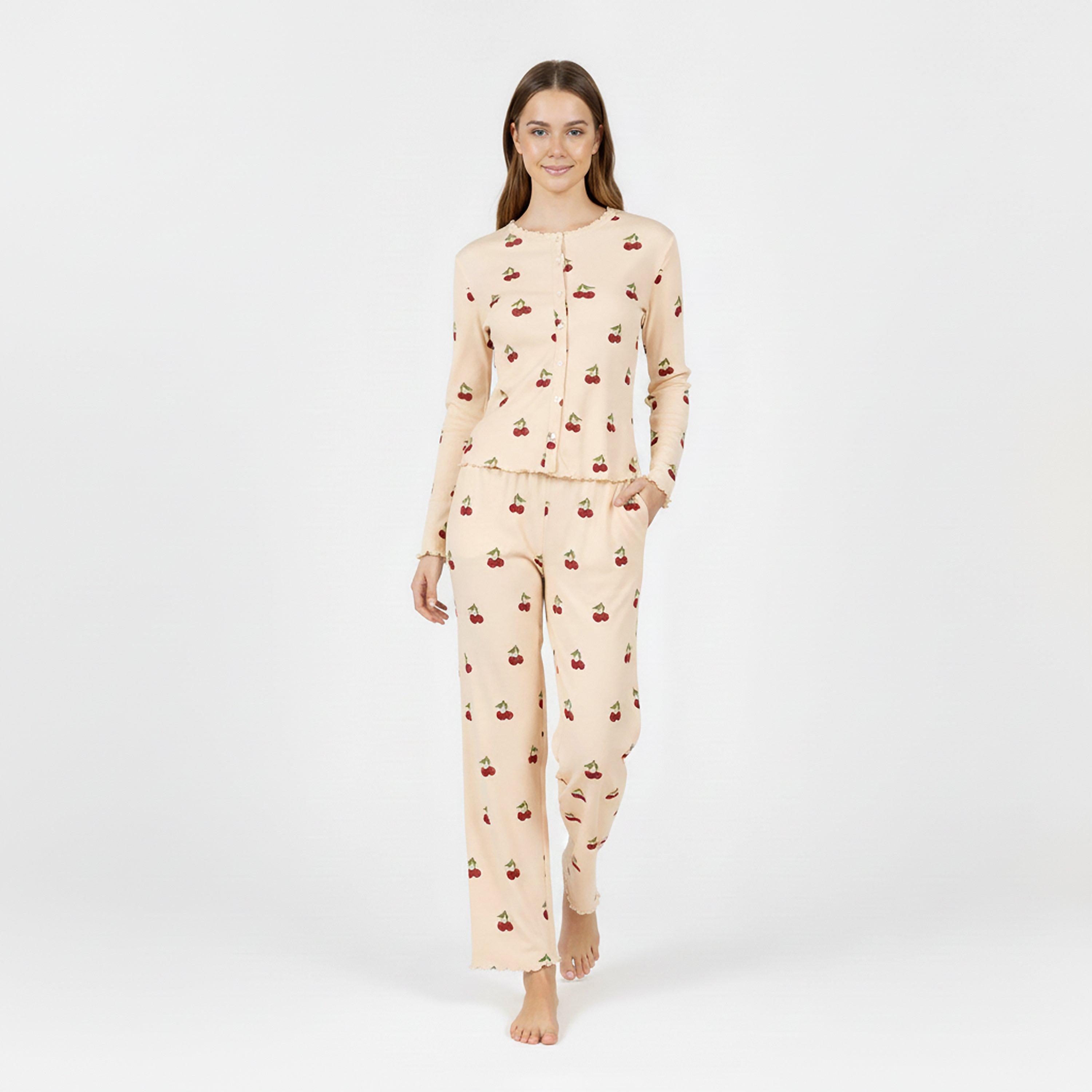 Cherry Stripes - Chelsea Peers - Women's Ribbed Long Sleeve Pyjama Set - 5