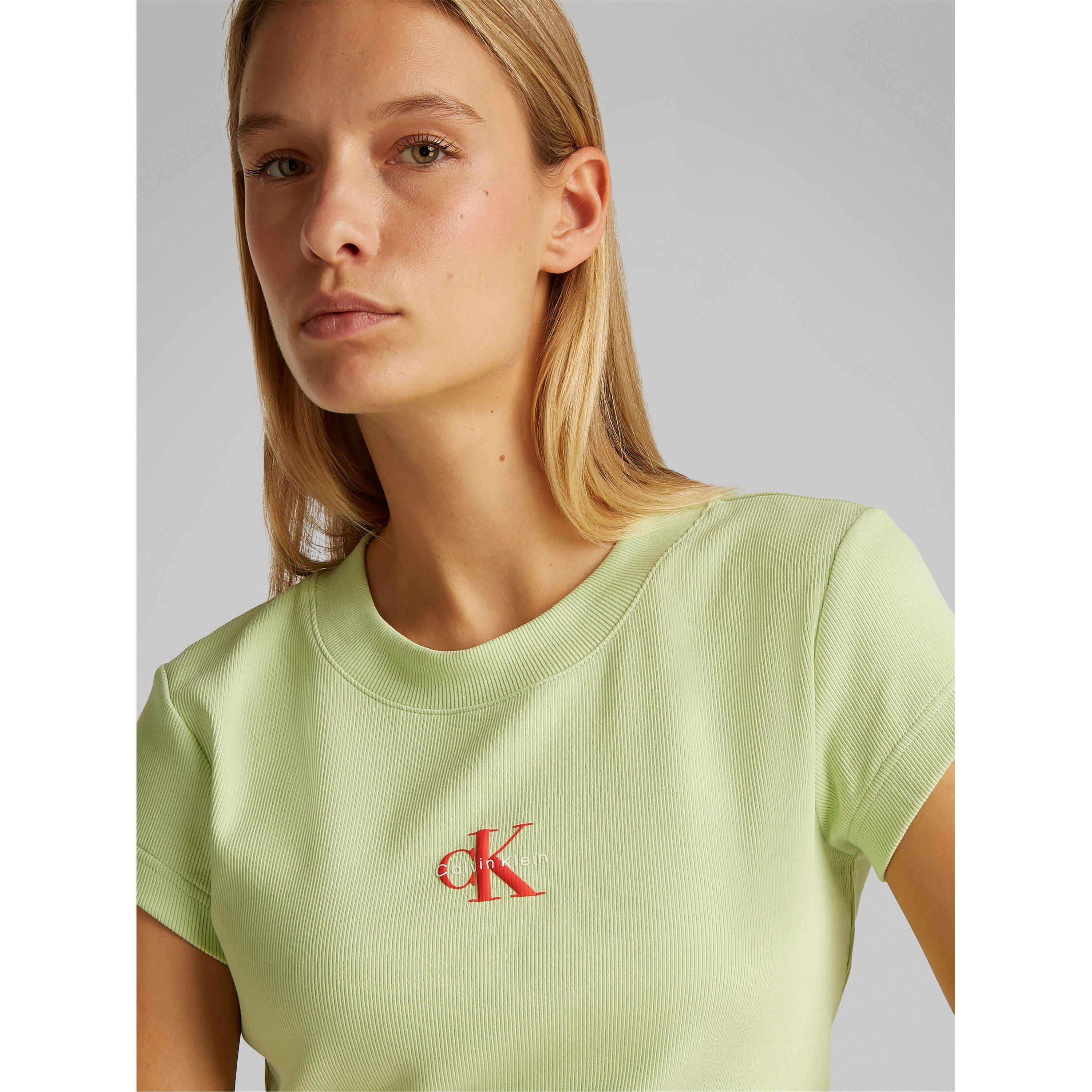Butterfly - Calvin Klein Jeans - Women's Monogram Fitted Cropped Baby Tee - 2