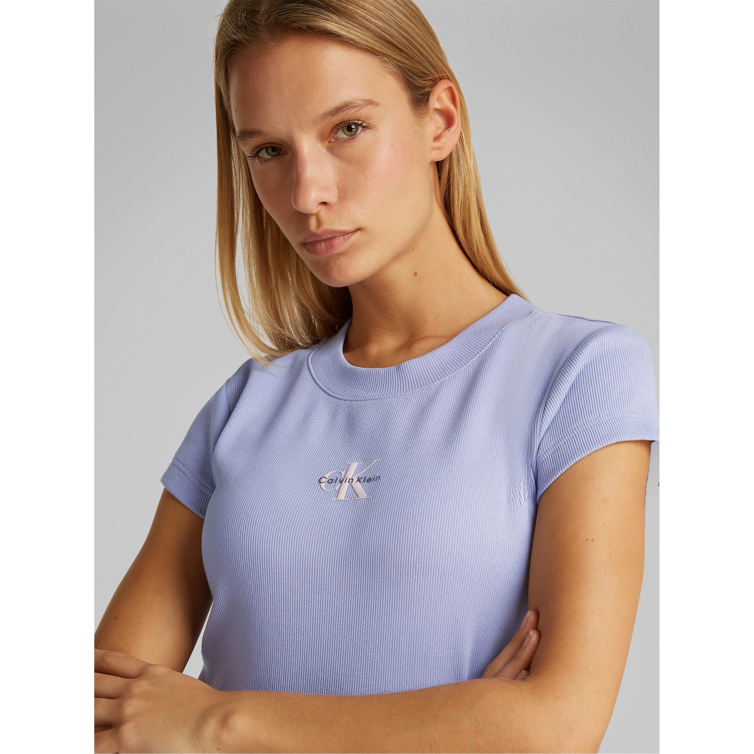 Sweet Lavender - Calvin Klein Jeans - Women's Monogram Fitted Cropped Baby Tee - 2