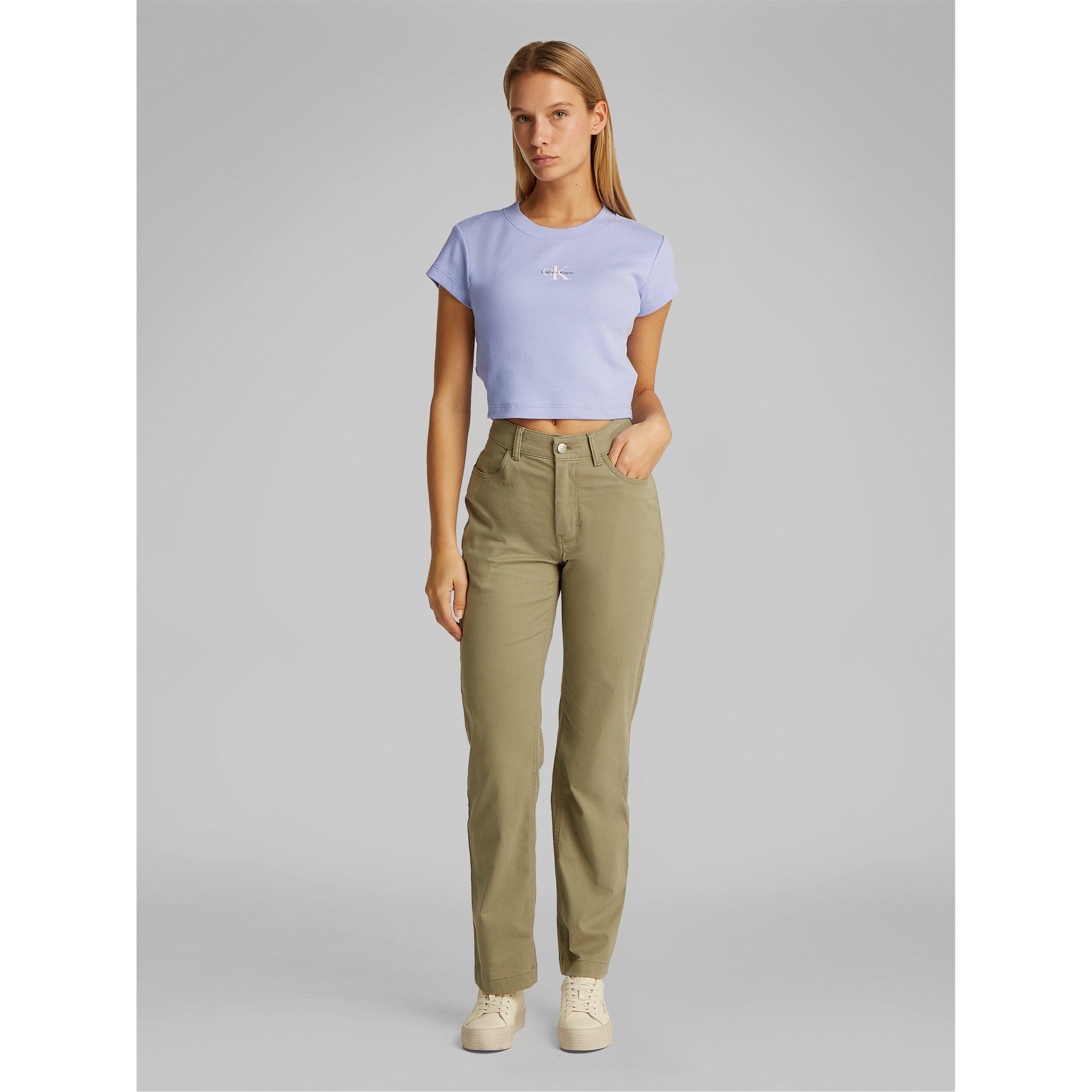 Sweet Lavender - Calvin Klein Jeans - Women's Monogram Fitted Cropped Baby Tee - 3