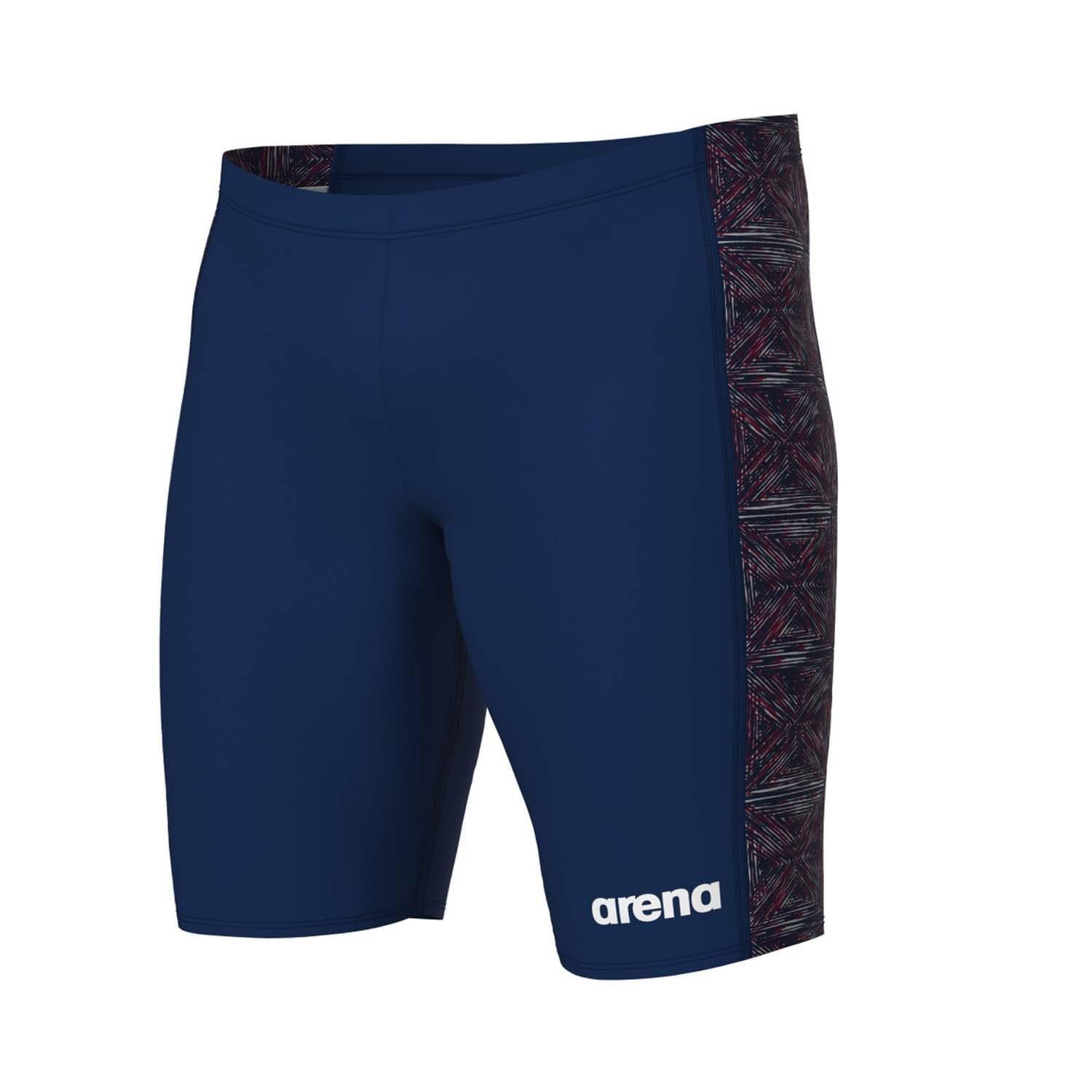 Navy Red - Arena - Abstract Tiles Jammer Swim Shorts - 1