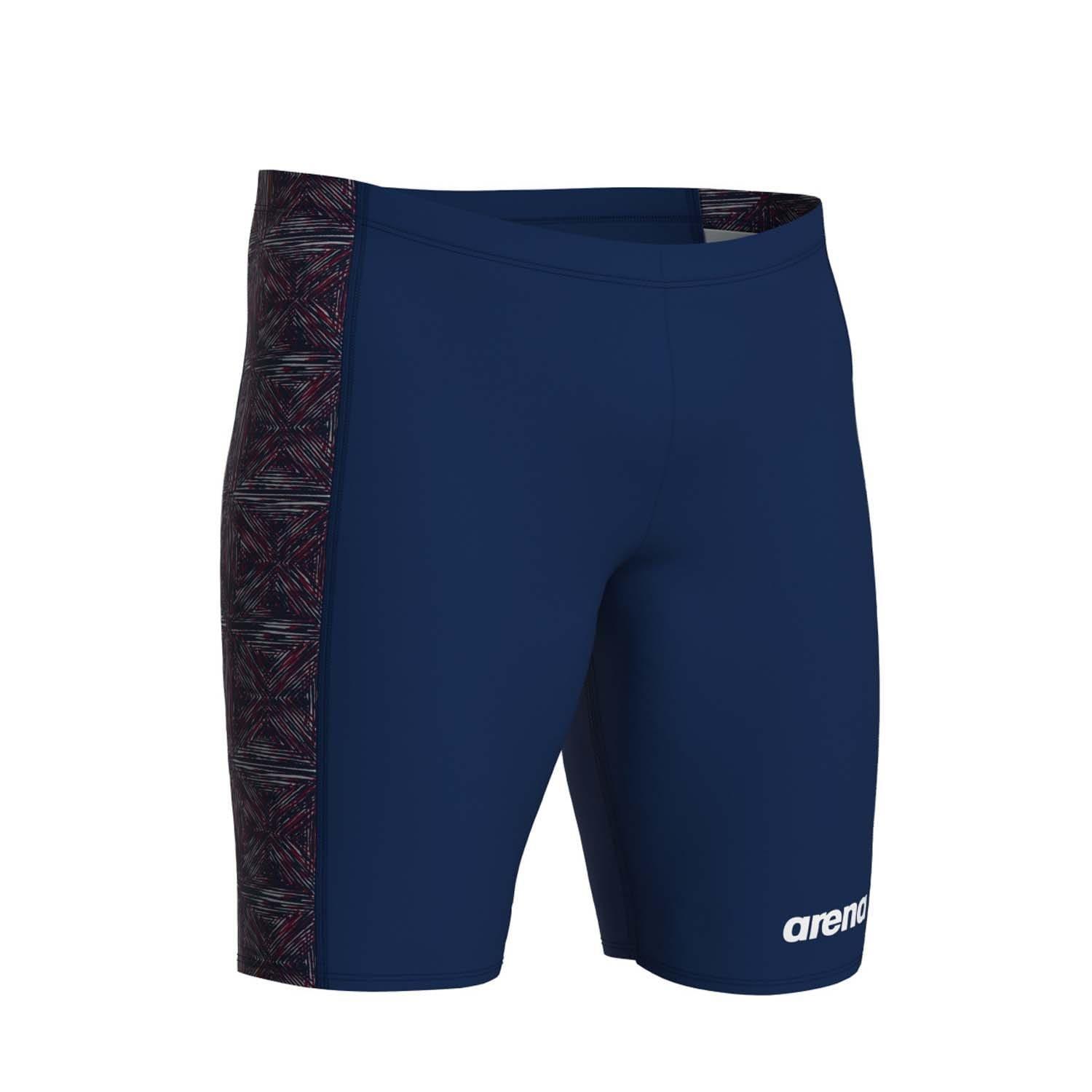 Navy Red - Arena - Abstract Tiles Jammer Swim Shorts - 2
