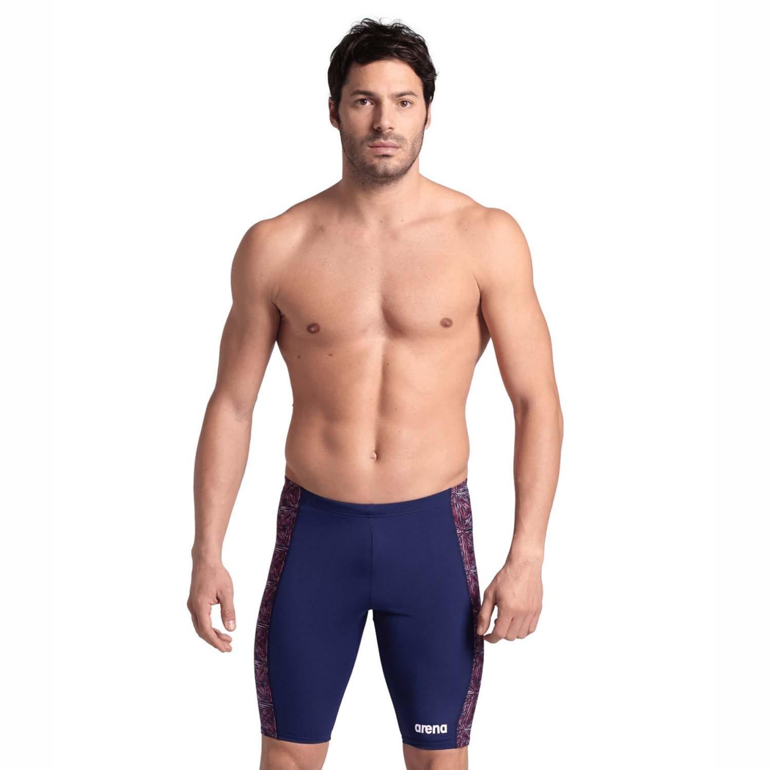 Navy Red - Arena - Abstract Tiles Jammer Swim Shorts - 5