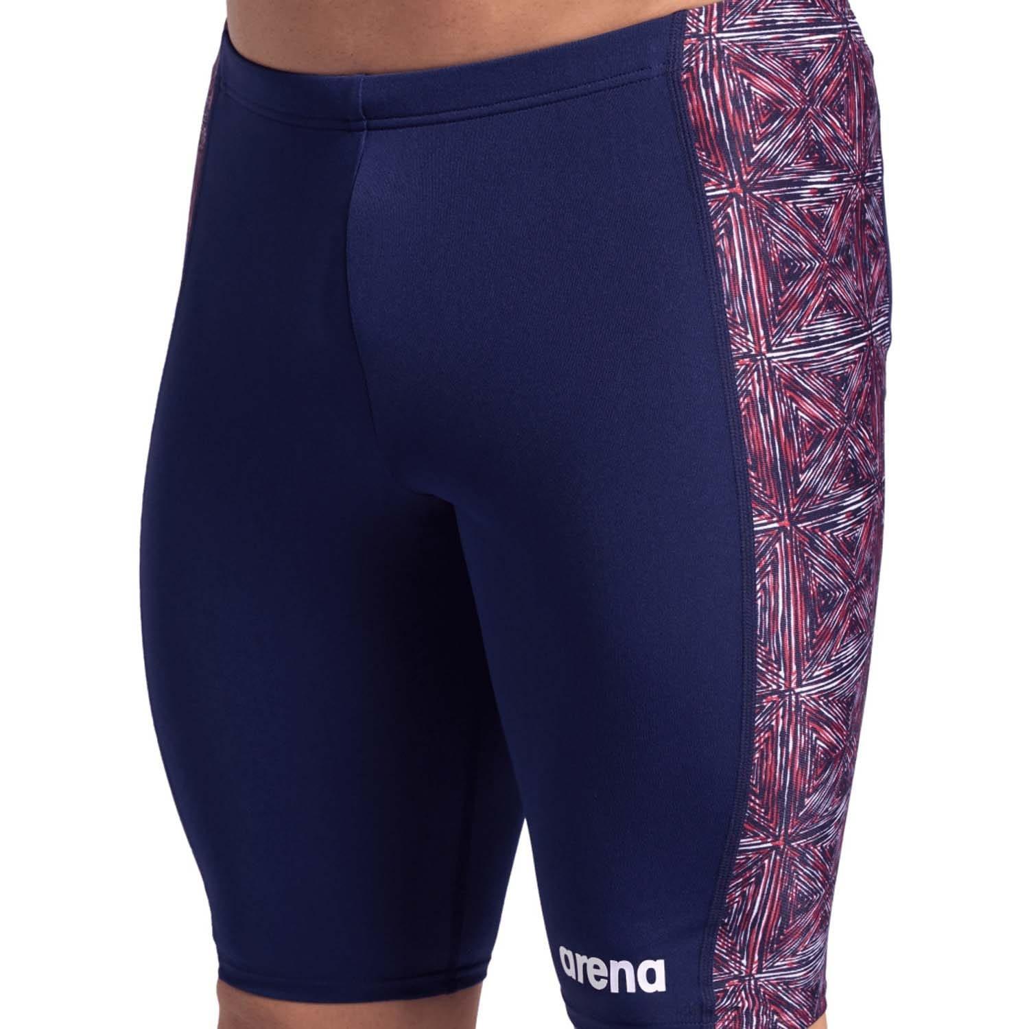 Navy Red - Arena - Abstract Tiles Jammer Swim Shorts - 6