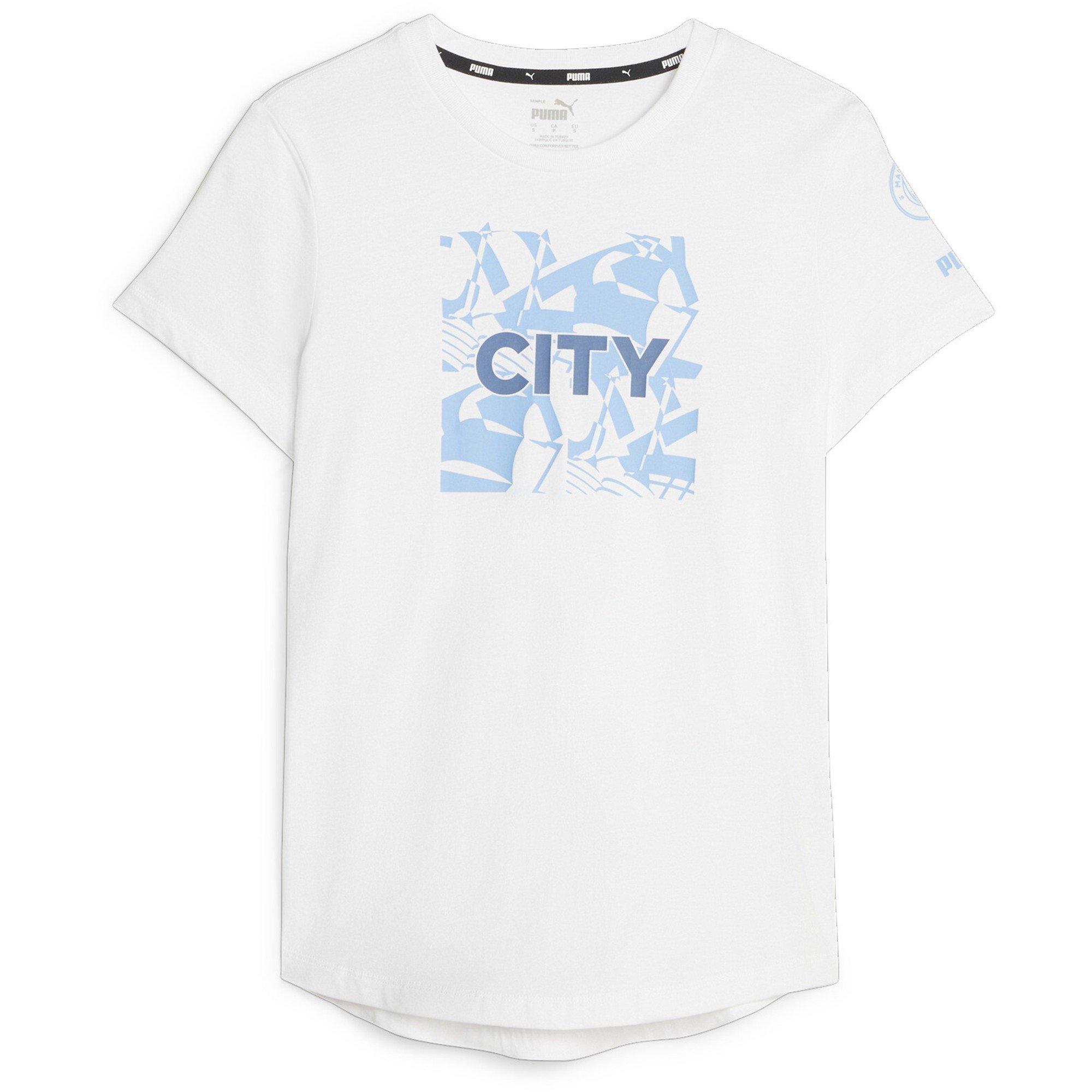 Puma Women's Mcfc Ftblcore Graphic Tee W T-Shirt - White Puma White - 8 (XS)