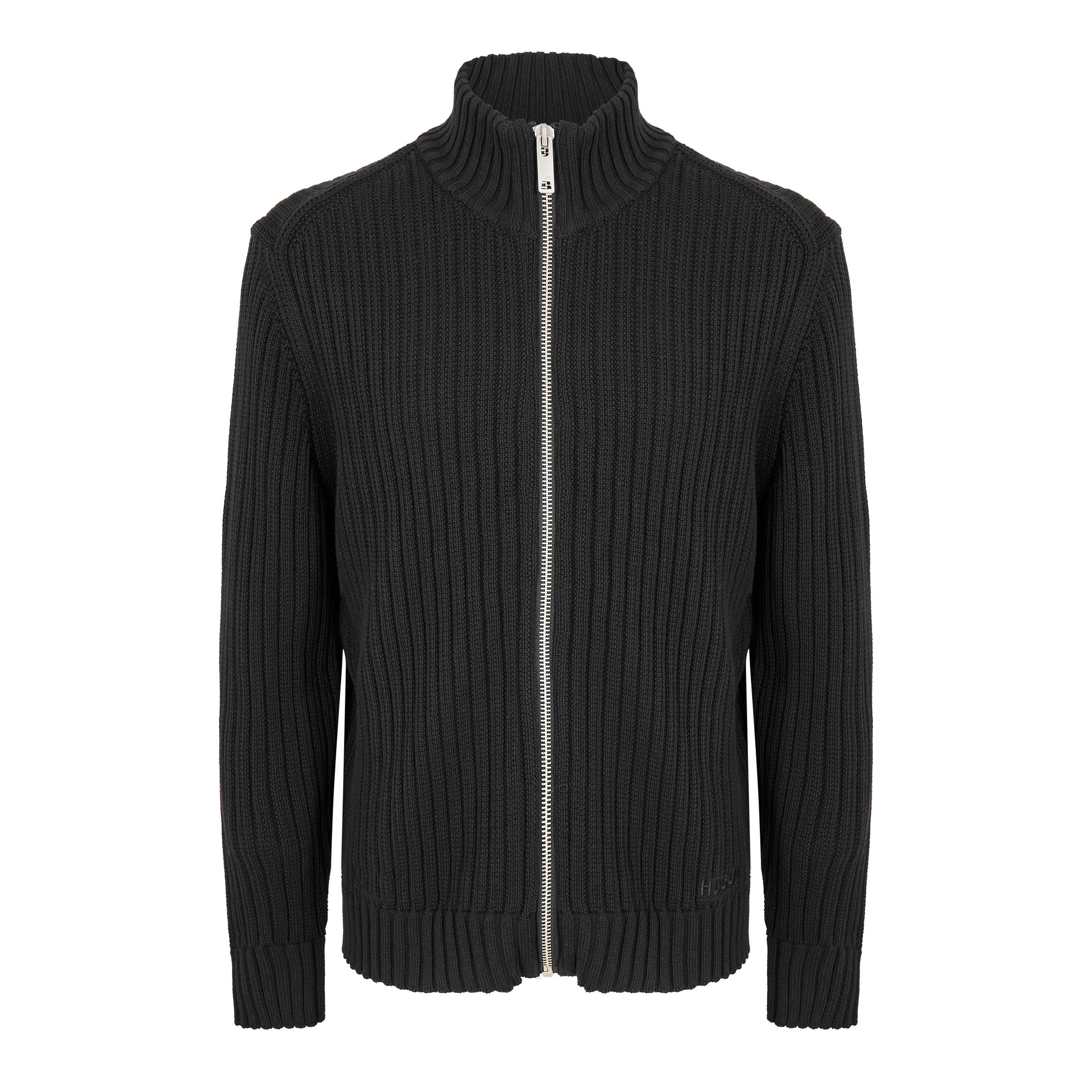 Hugo Men's Sriton 10273681 01 Full Zip Knitted Top - Black - L