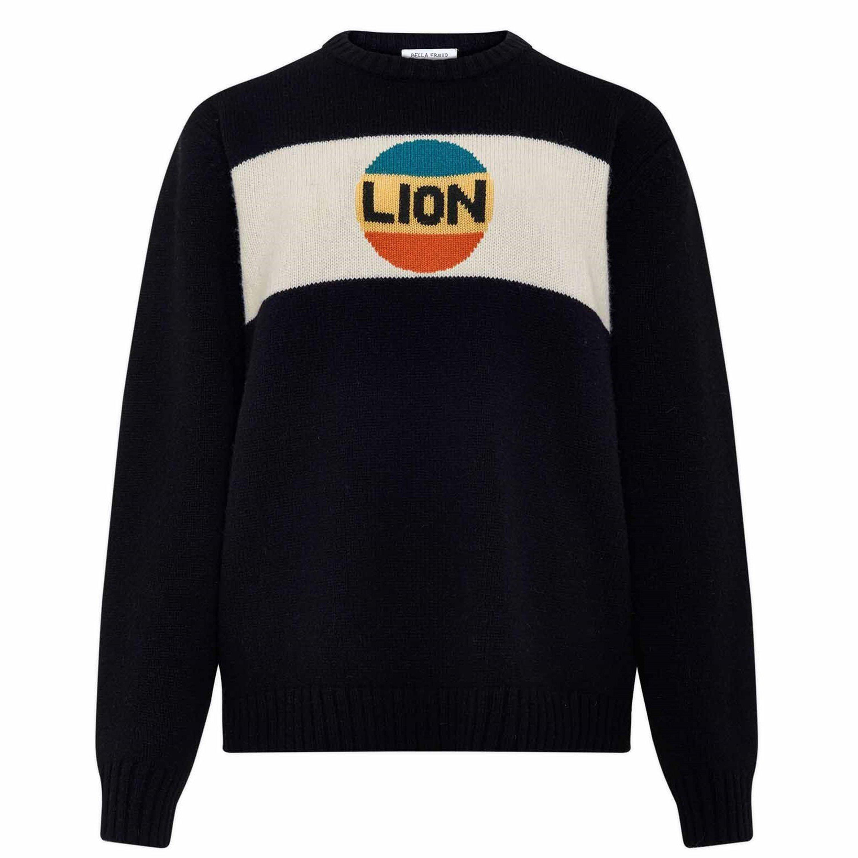 Bella Freud Big Lion Stripe Jumper In Black