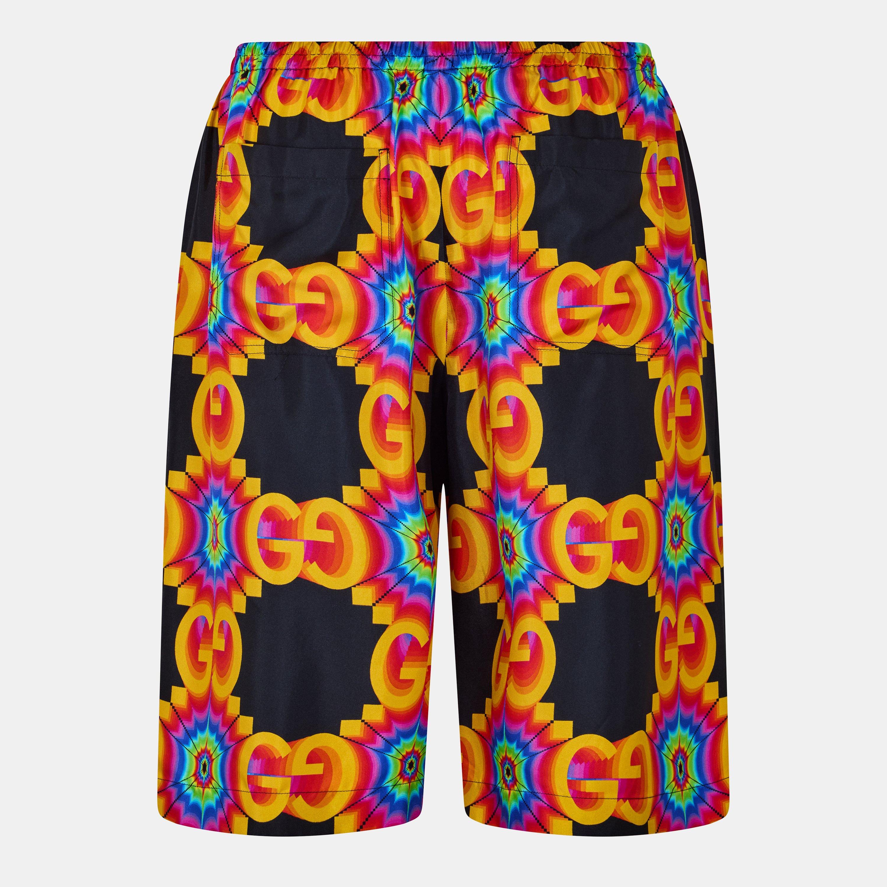 Black/Orng Prt - Gucci - Men's Bermuda Chino Shorts - 2