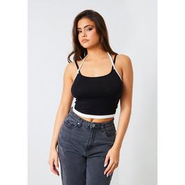 Missy Empire Contrast Strap Crop Top