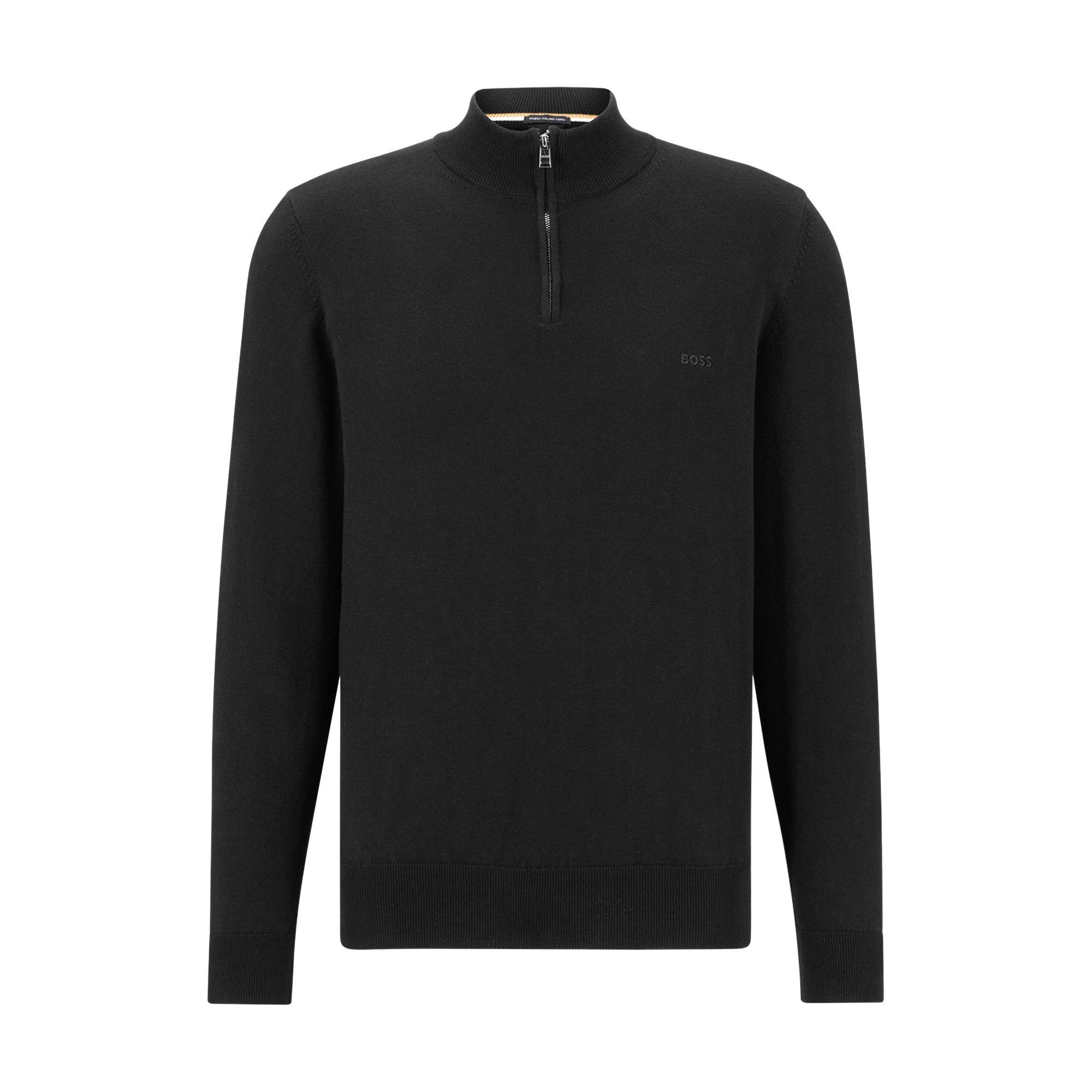 Boss Men's Padro-L Zipped Quarter-Zip Jumper - Black 001 - Small