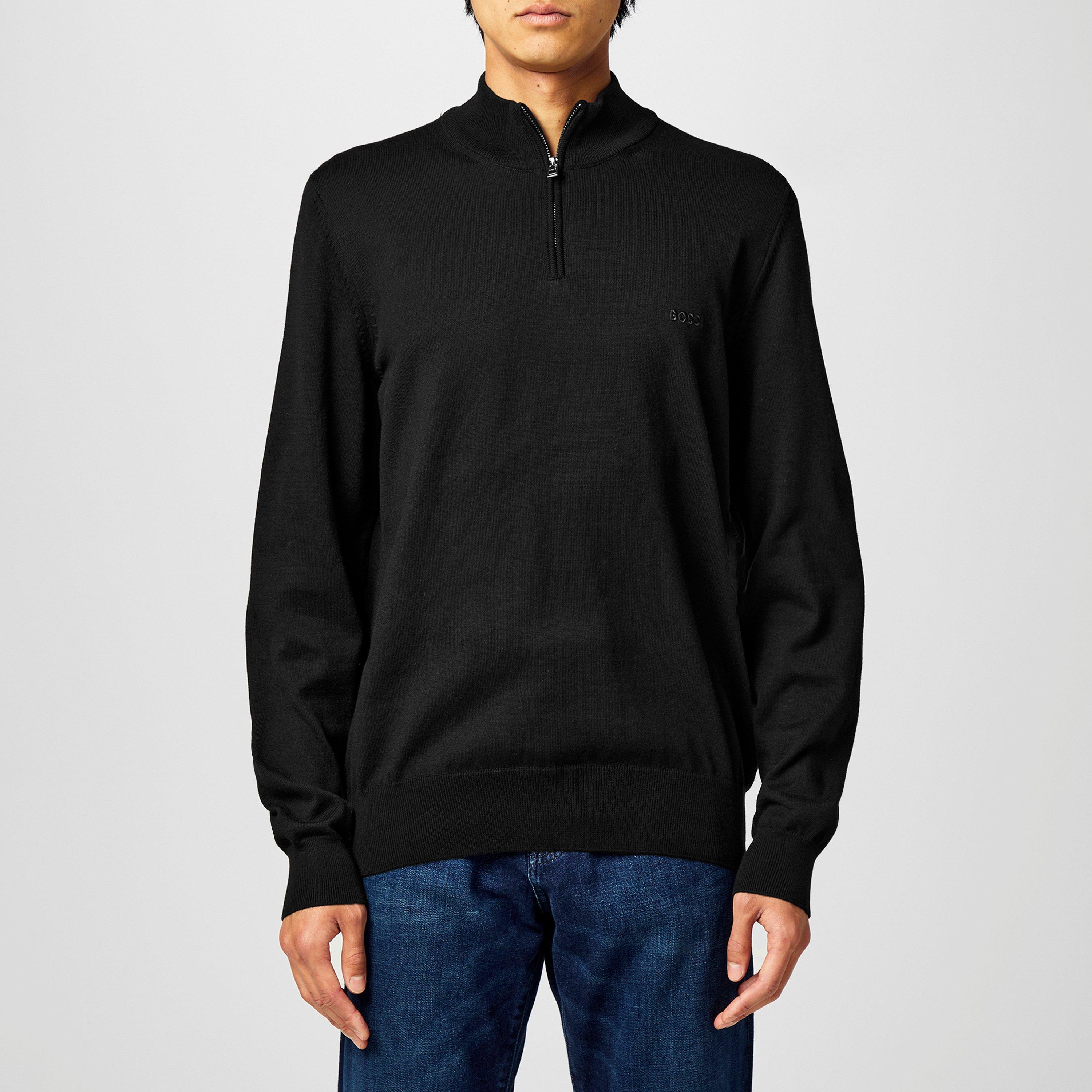 Black 001 - Boss - Men's Padro-L Zipped Quarter-Zip Jumper - 3