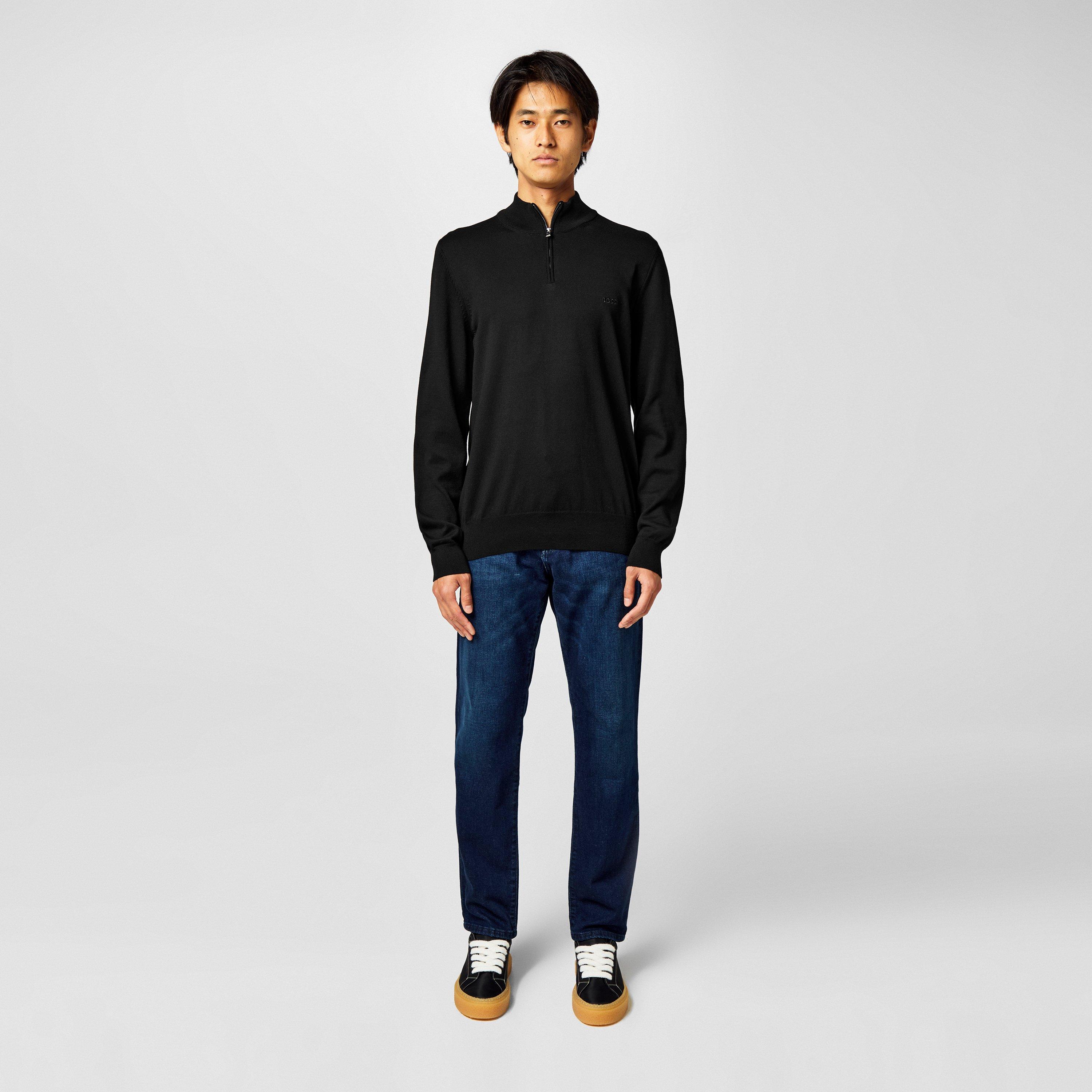 Black 001 - Boss - Men's Padro-L Zipped Quarter-Zip Jumper - 6