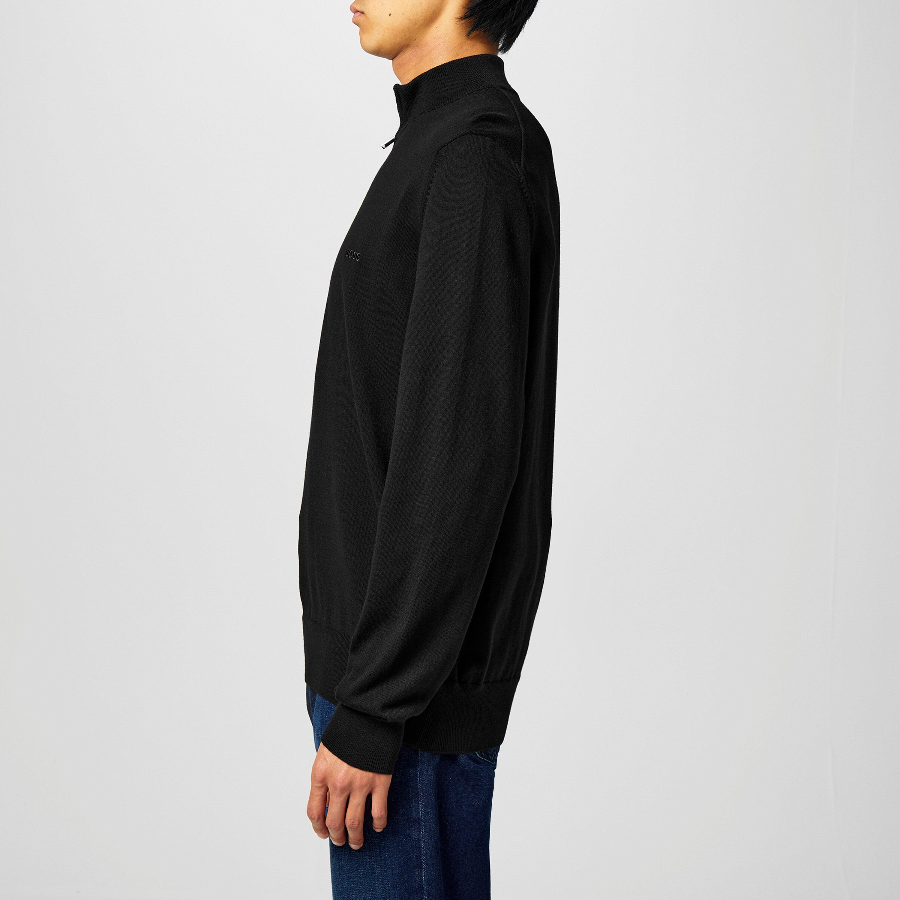 Black 001 - Boss - Men's Padro-L Zipped Quarter-Zip Jumper - 7