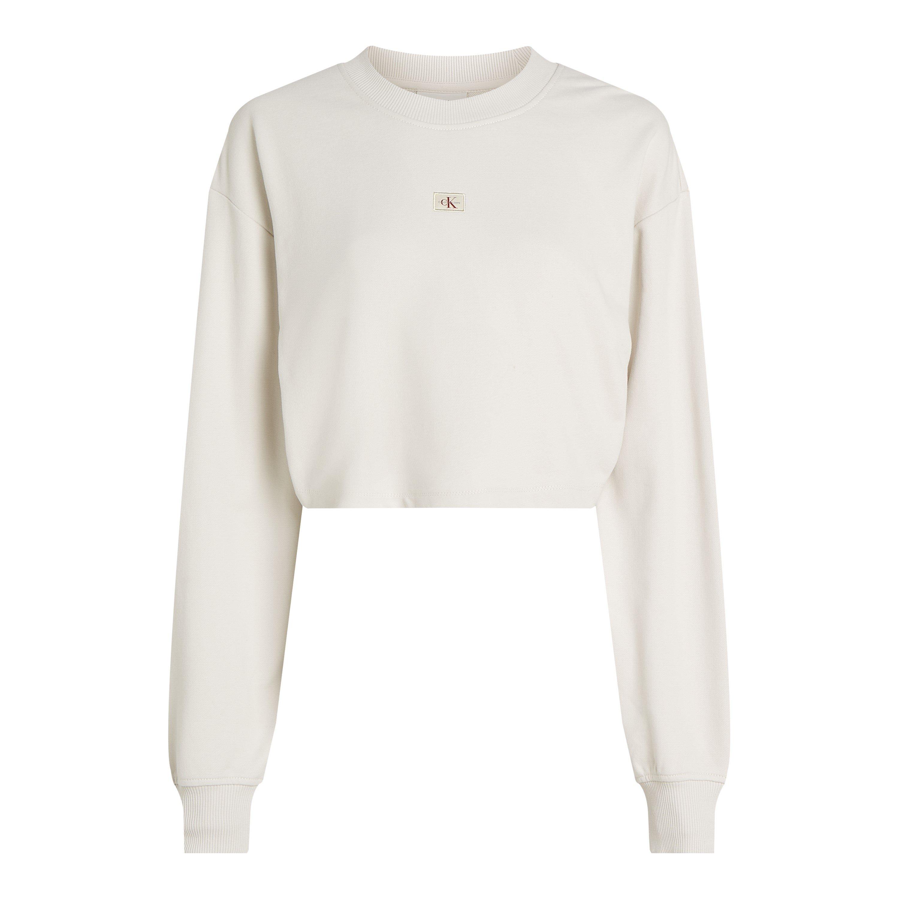 Calvin Klein Jeans Women's Cropped Relaxed Fit Sweatshirt - Chalk - 10 (S)