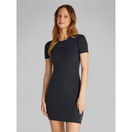 Calvin Klein Jeans WASHED WOVEN LABEL RIB DRESS