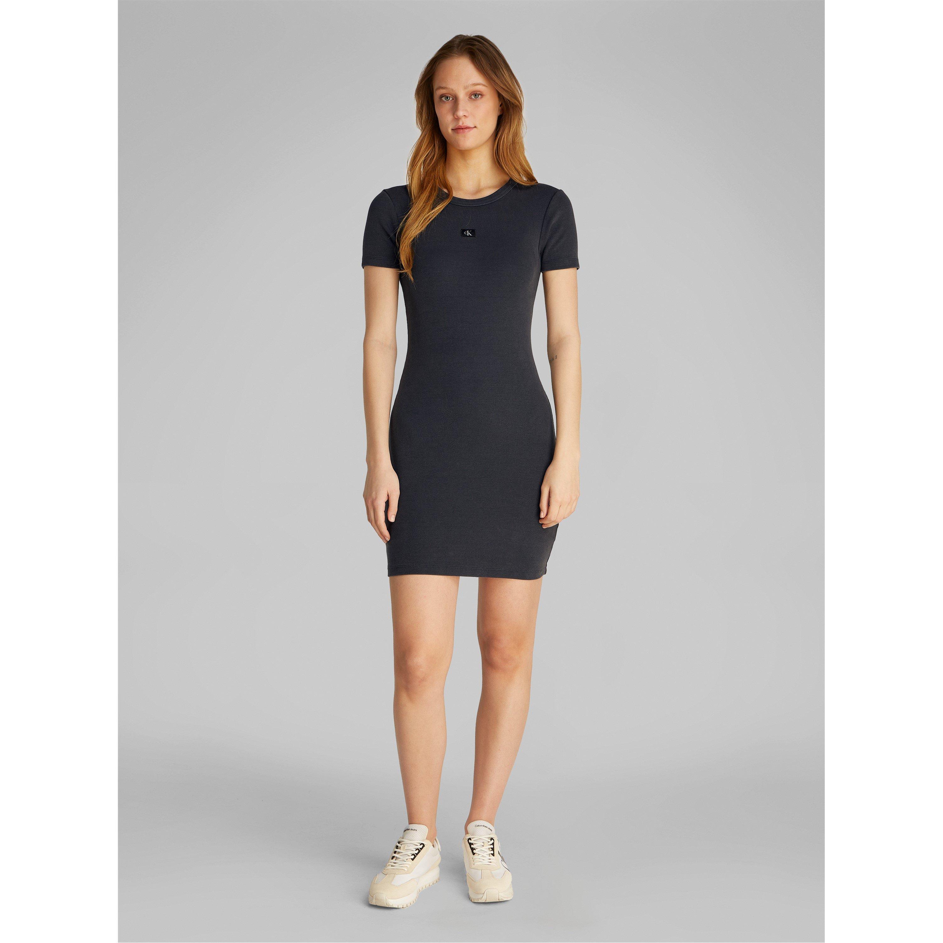Washed Black - Calvin Klein Jeans - WASHED WOVEN LABEL RIB DRESS - 3