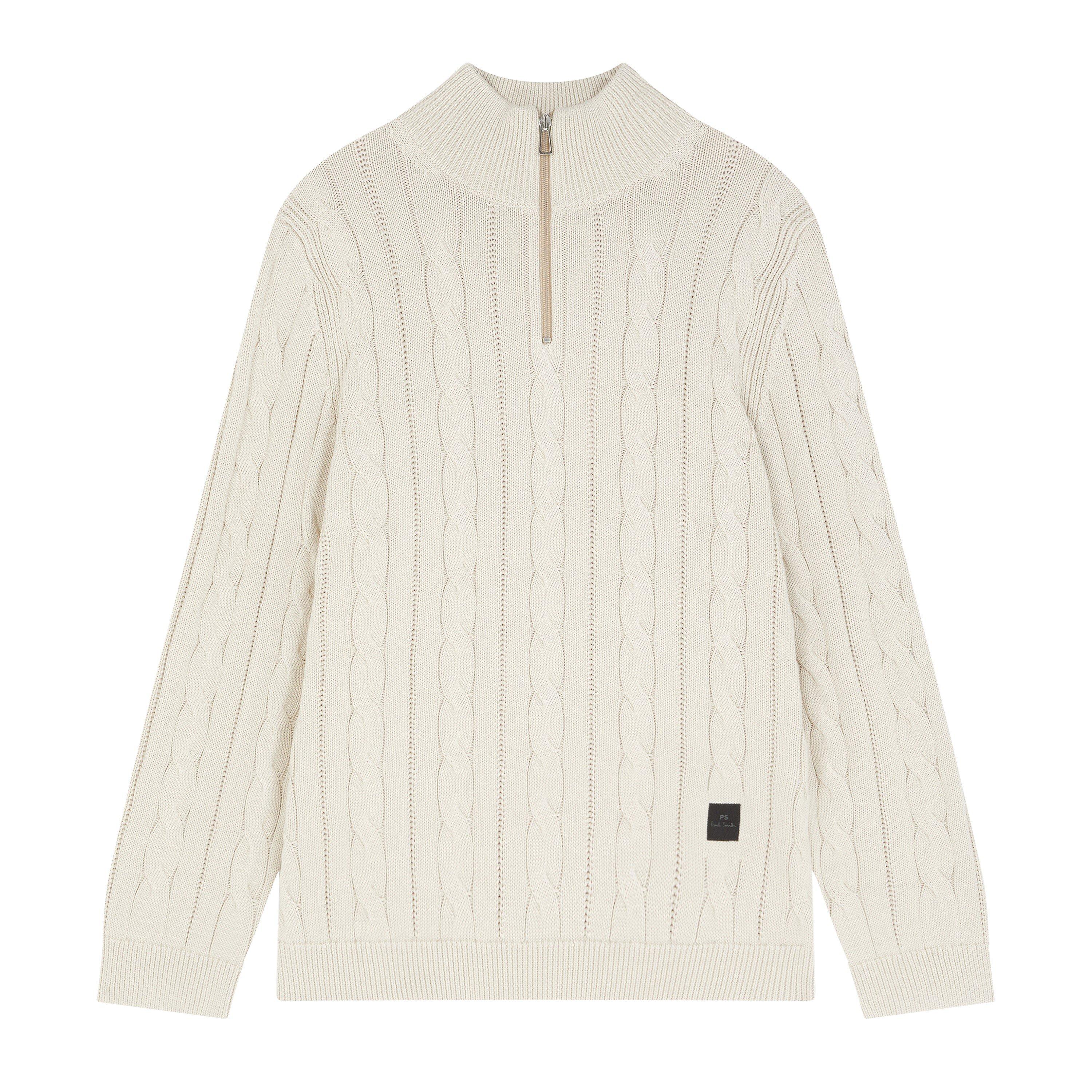 White 02 - PS Paul Smith - Men's Cable Crew Neck Jumper - 1