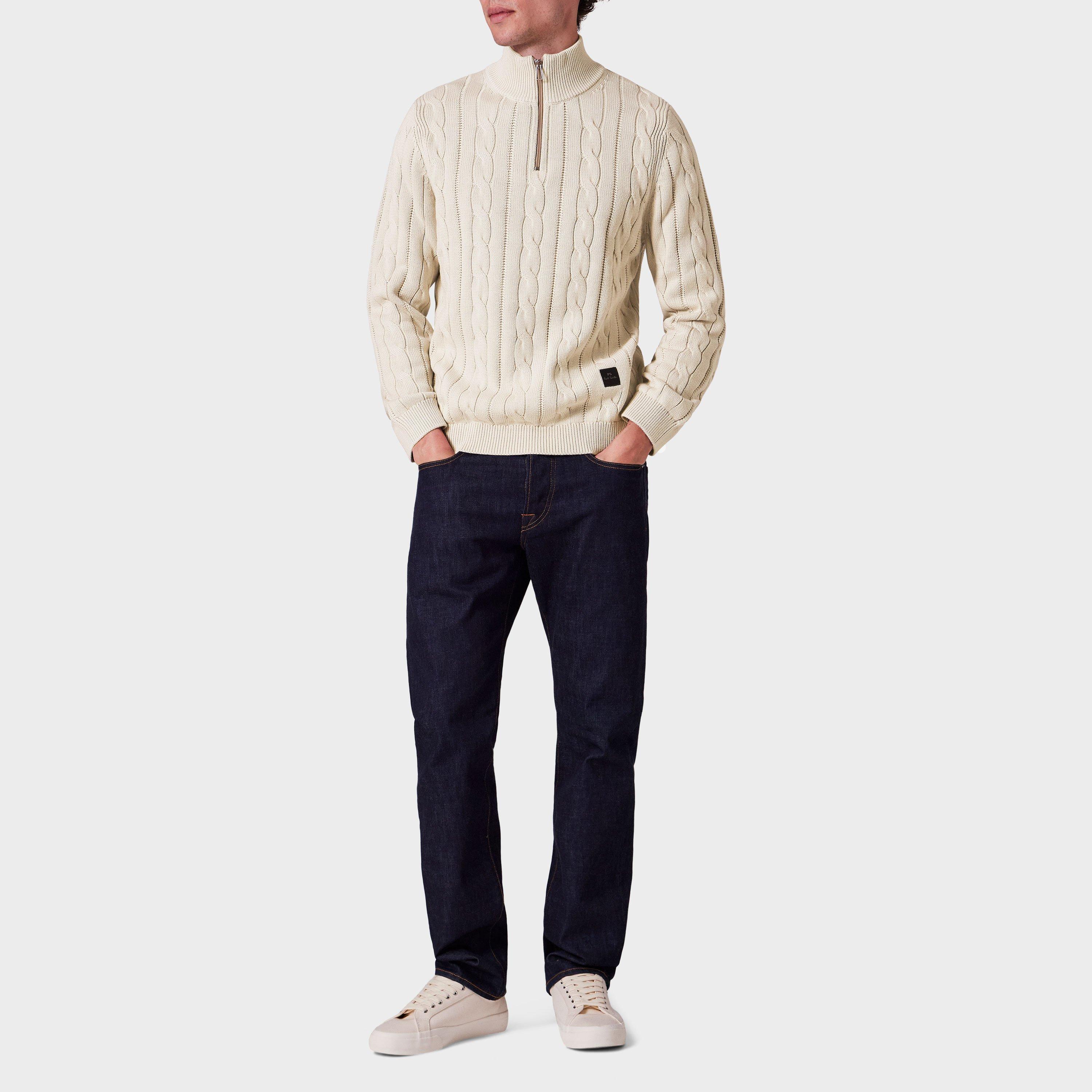 White 02 - PS Paul Smith - Men's Cable Crew Neck Jumper - 4