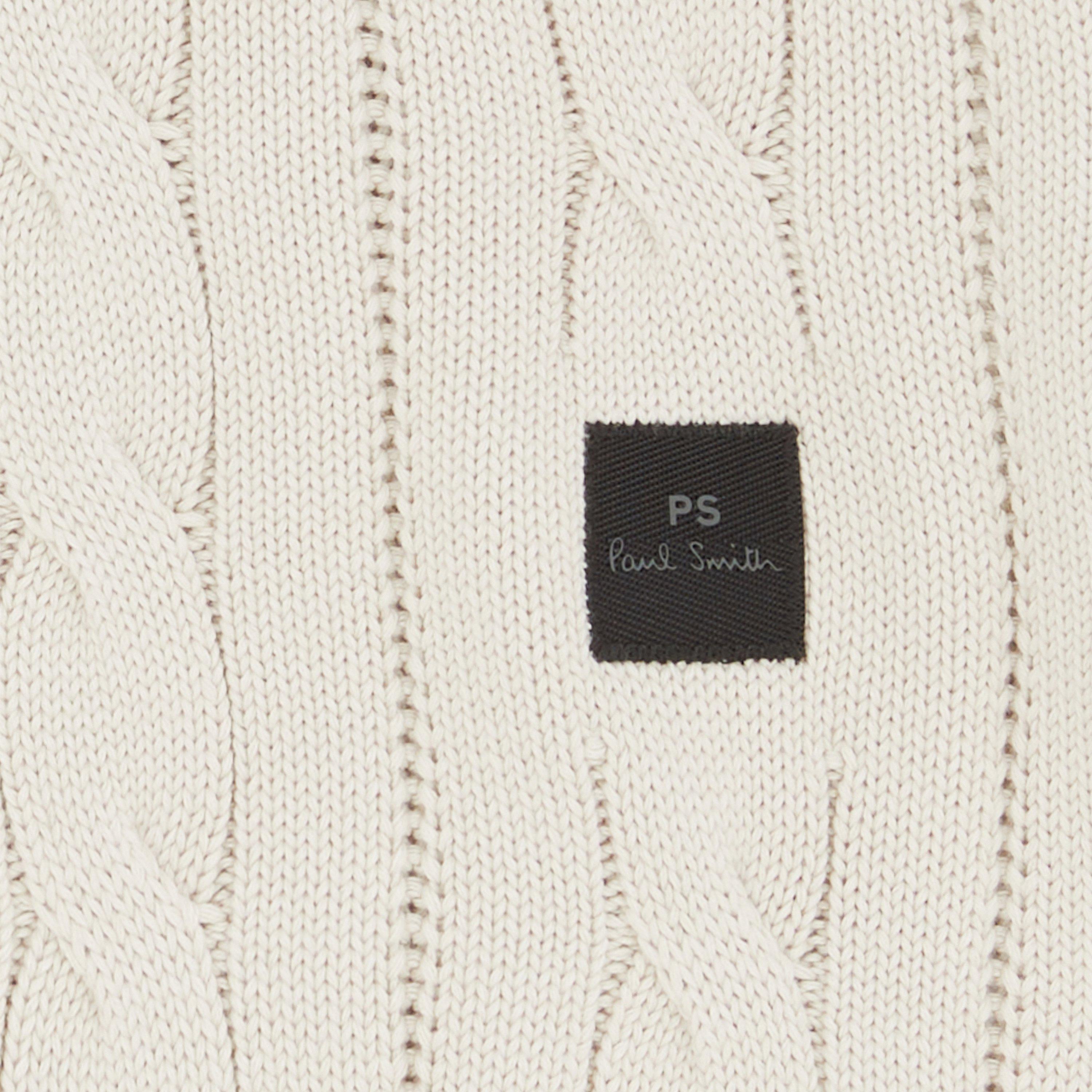 White 02 - PS Paul Smith - Men's Cable Crew Neck Jumper - 5