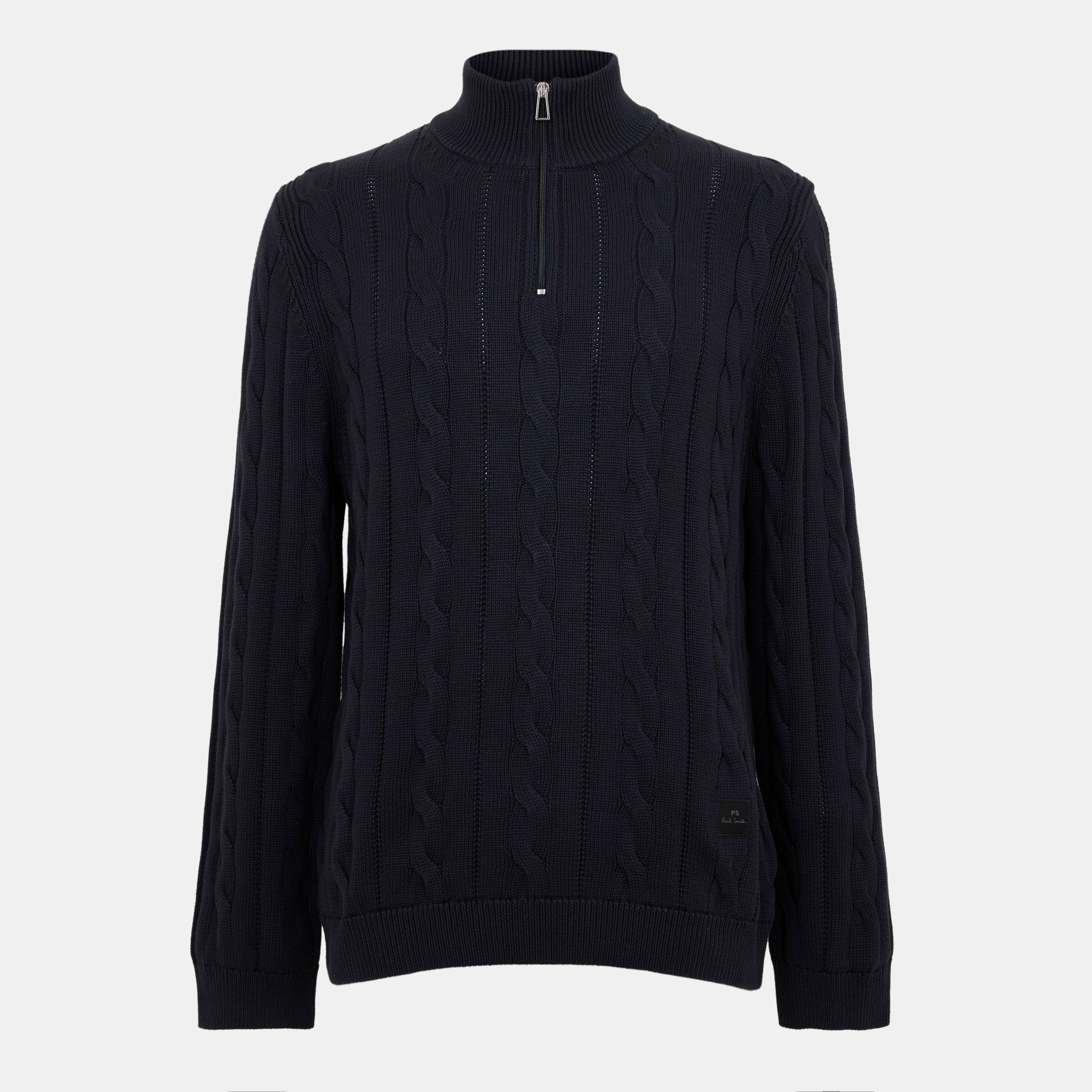 Ps Paul Smith Men's Cable Crew Neck Jumper - Blue 49 - XL