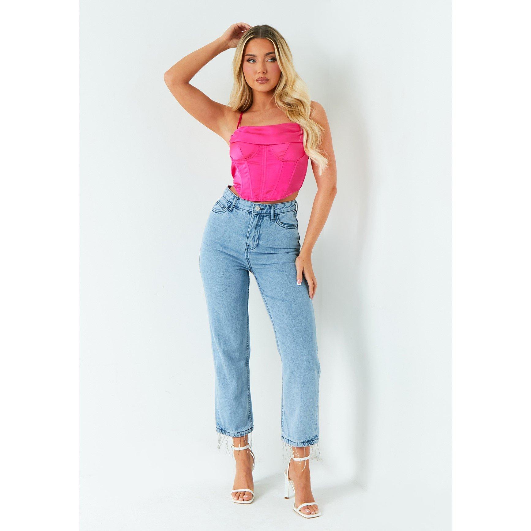 Missy Empire Women's Satin Corset Top - Pink - 10 (S)