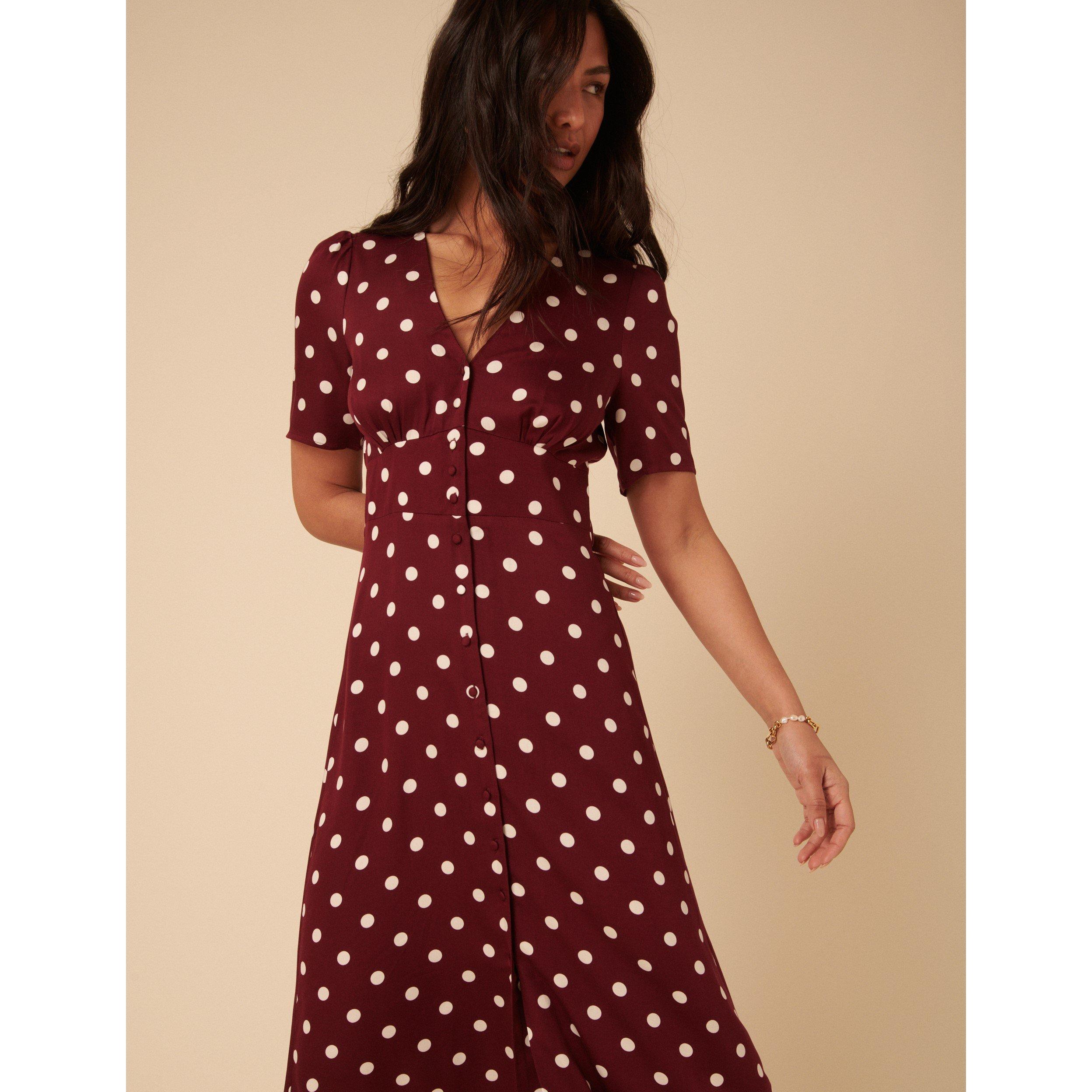 Brown - Nobodys Child - Women's Alexa Dot A-Line Dress - 3