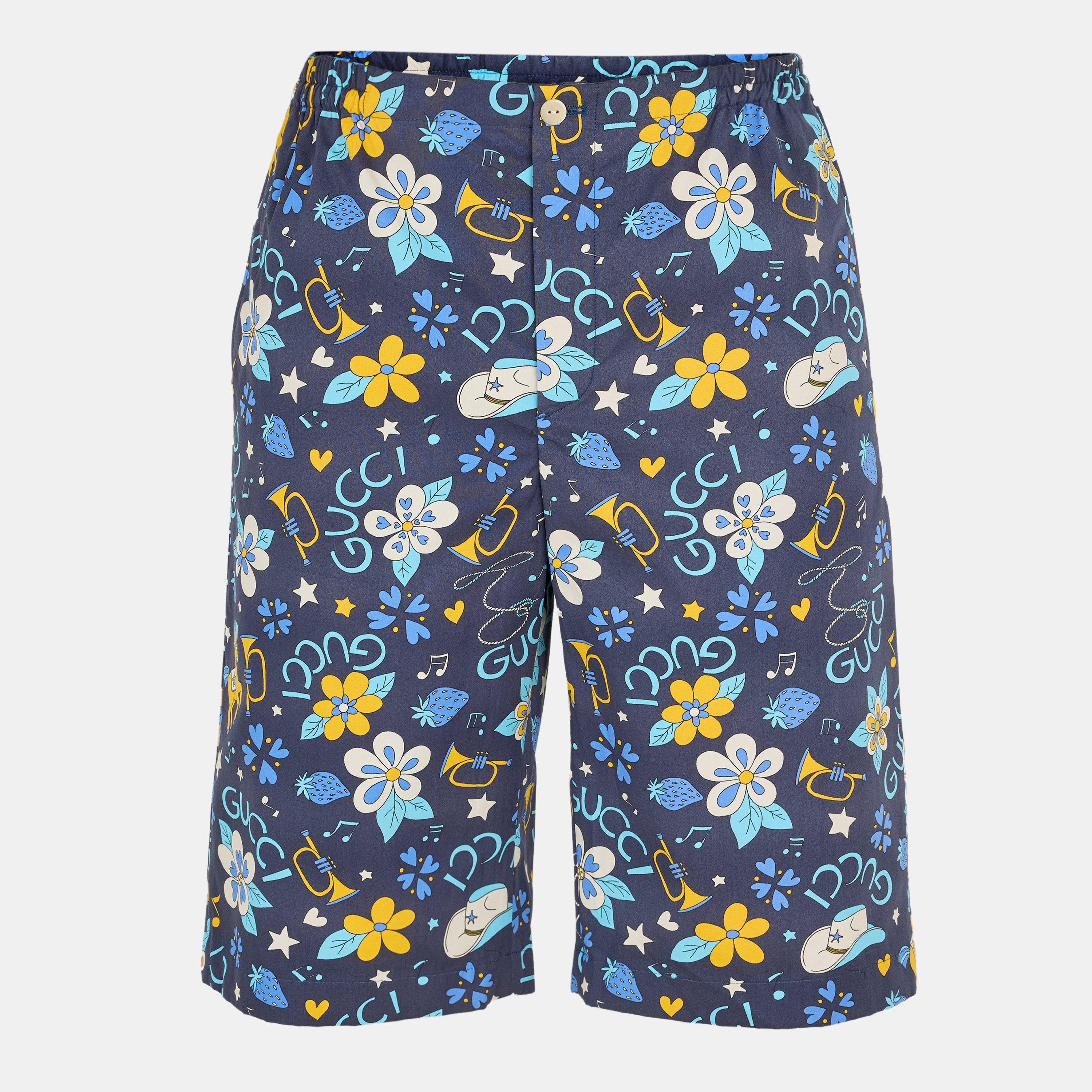 Bl Nght/Orng/Mc - Gucci - Men's Silk Chino Shorts - 1