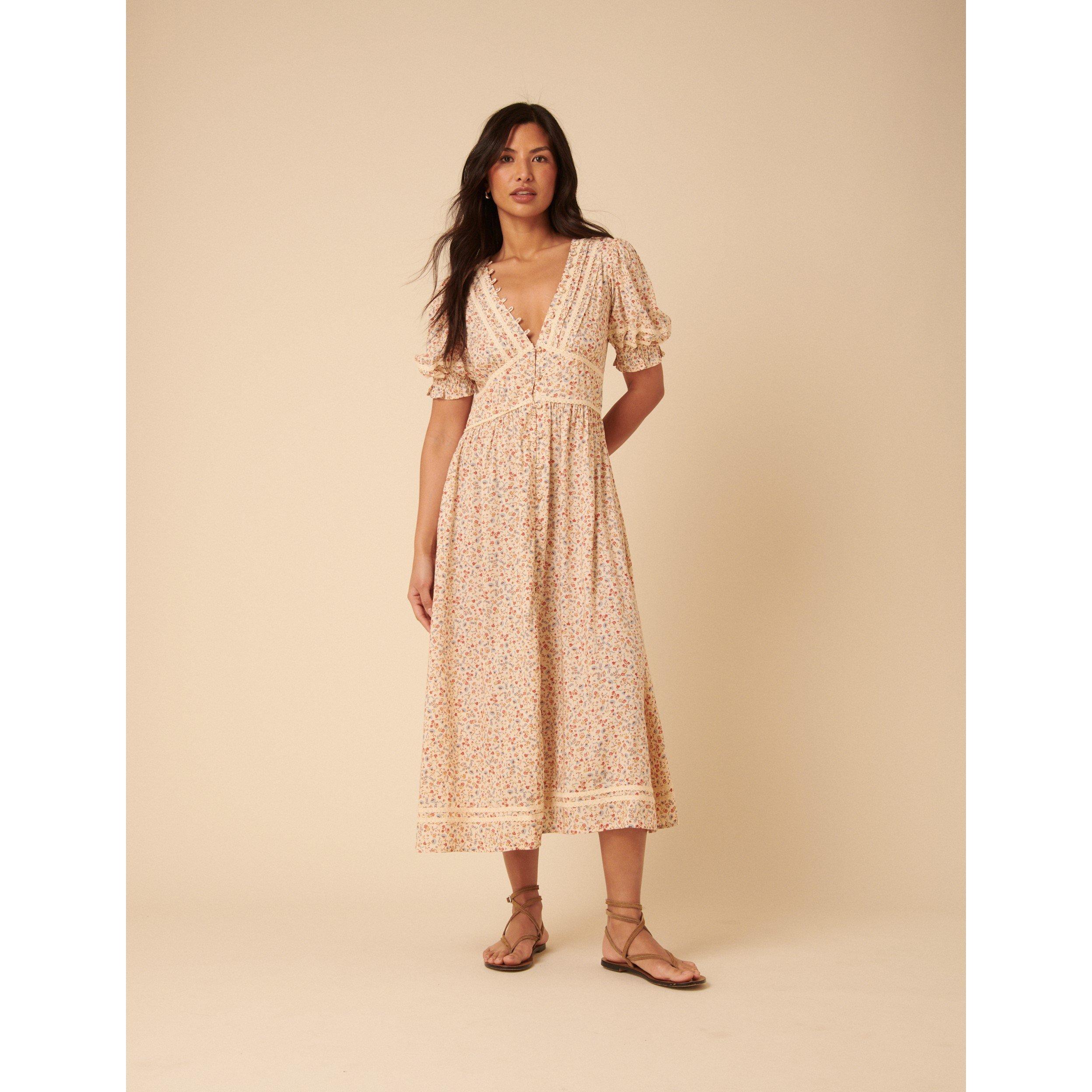 Cream - Nobodys Child - Women's Saffy Ditsy Milkmaid Dress - 1