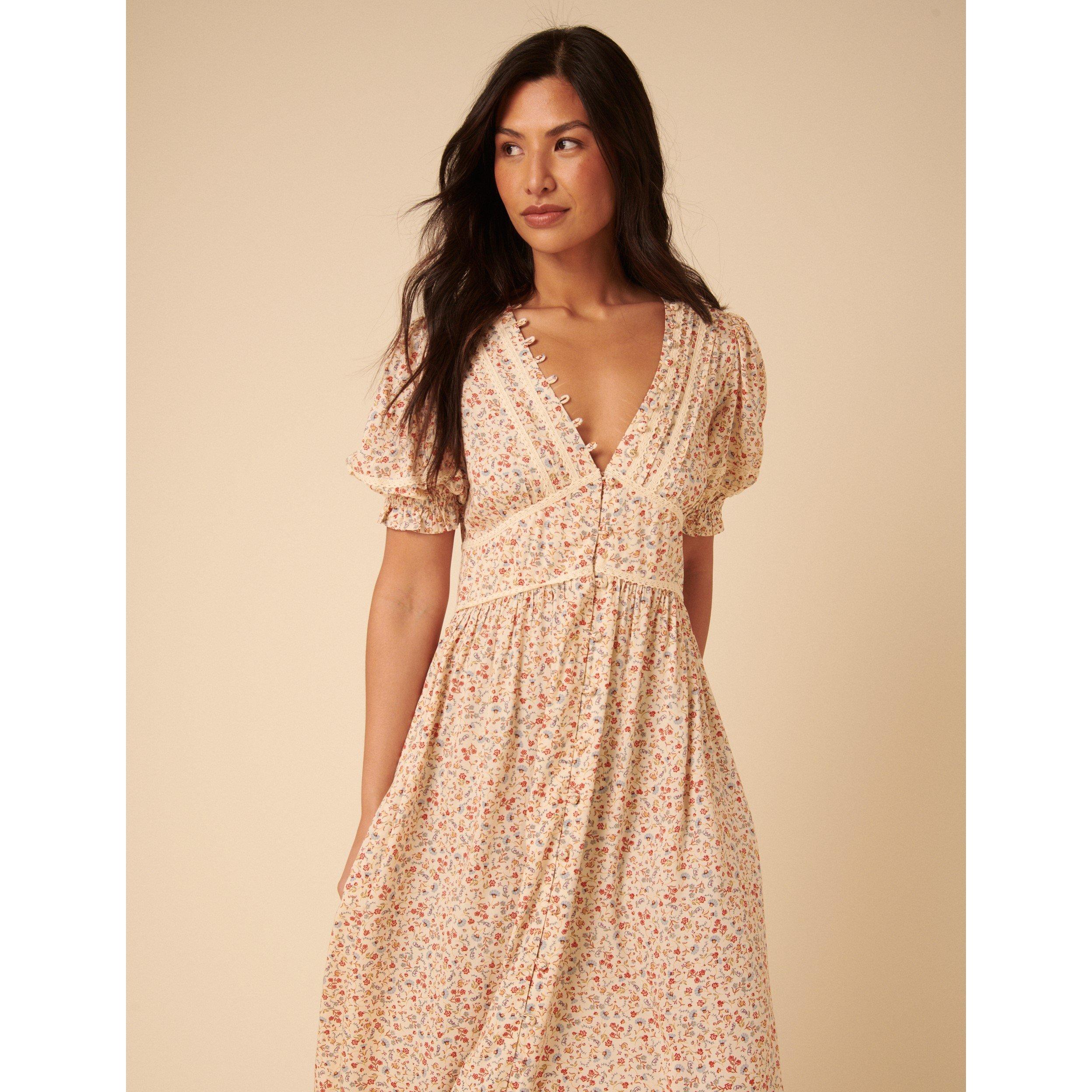 Cream - Nobodys Child - Women's Saffy Ditsy Milkmaid Dress - 2