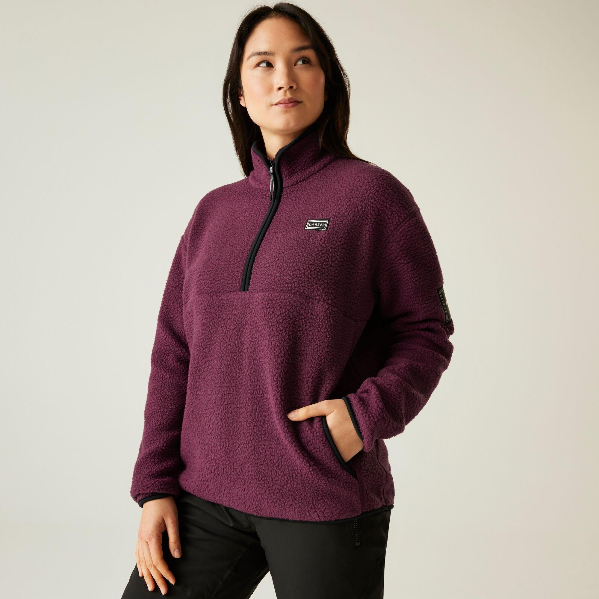 Dare 2b Women's Slide Out Half Zip Borg Fleece Sweatshirt in Purple | Size: 18 - Image 6