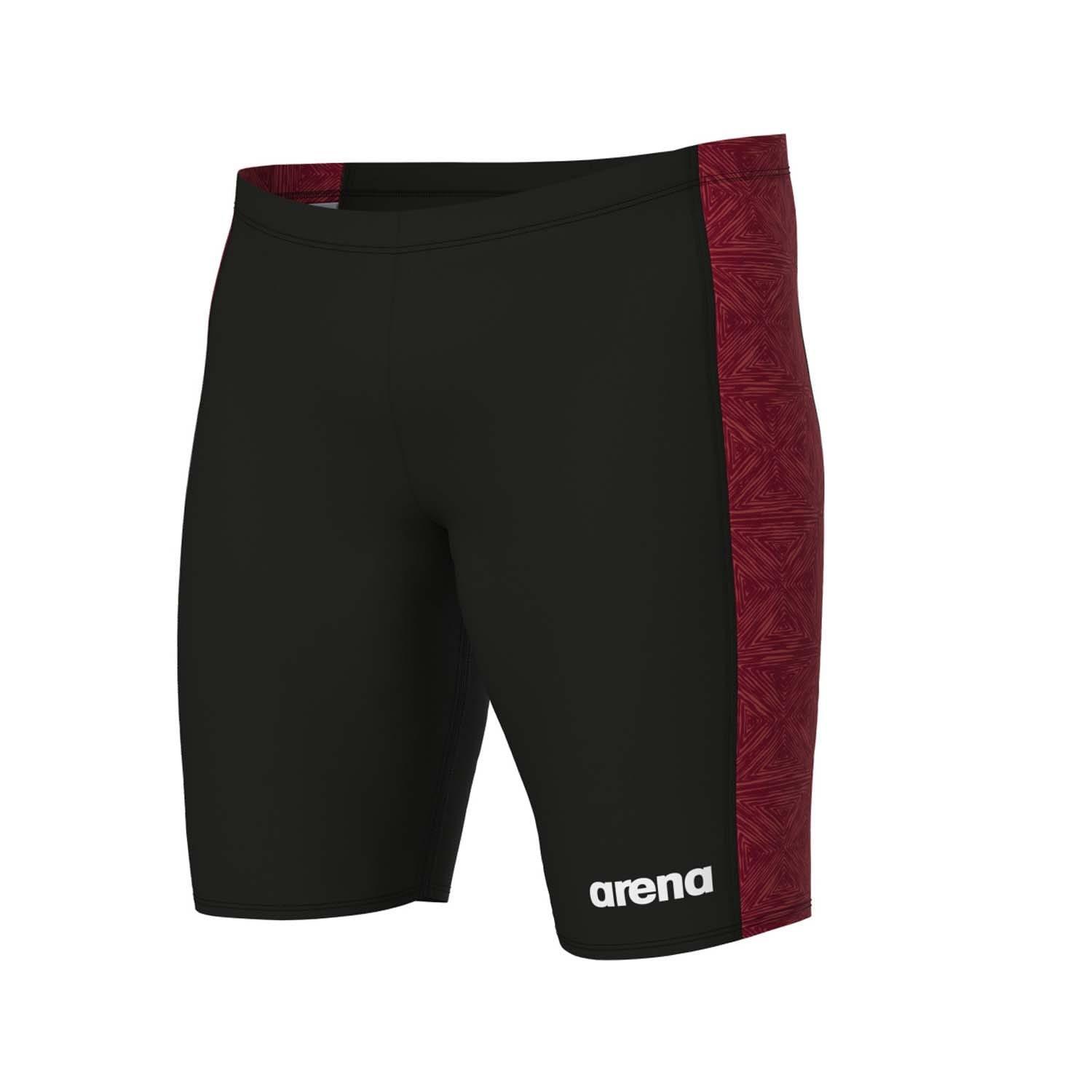 Black Red - Arena - Abstract Tiles Jammer Swim Shorts - 1