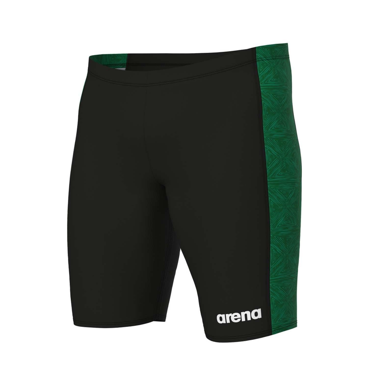 Black Green - Arena - Abstract Tiles Jammer Swim Shorts - 1