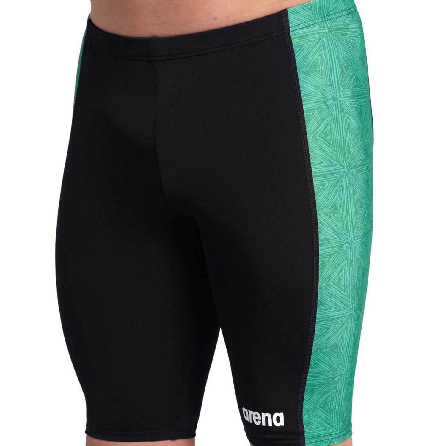 Black Green - Arena - Abstract Tiles Jammer Swim Shorts - 5
