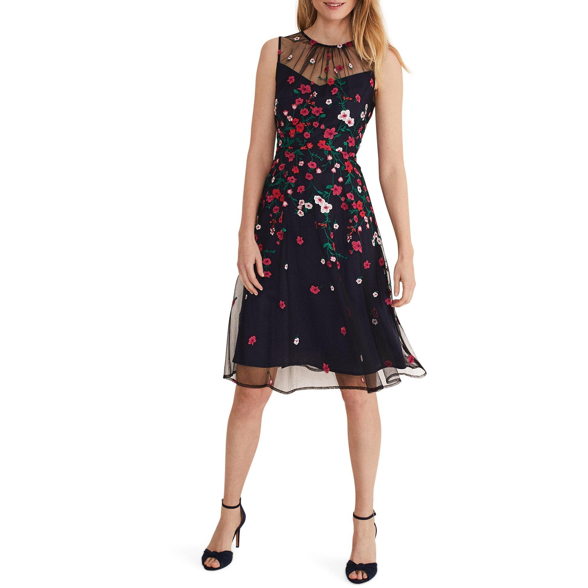 Navy/Multi - Phase Eight - Sloane Mesh Ditsy Floral Dress - 3