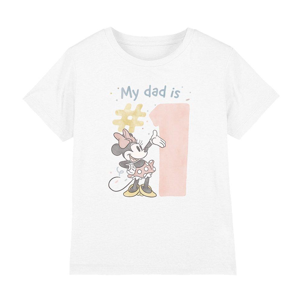 White - Disney - Minnie Mouse No.1 Dad Watercolour Girls T-Shirt W - 1