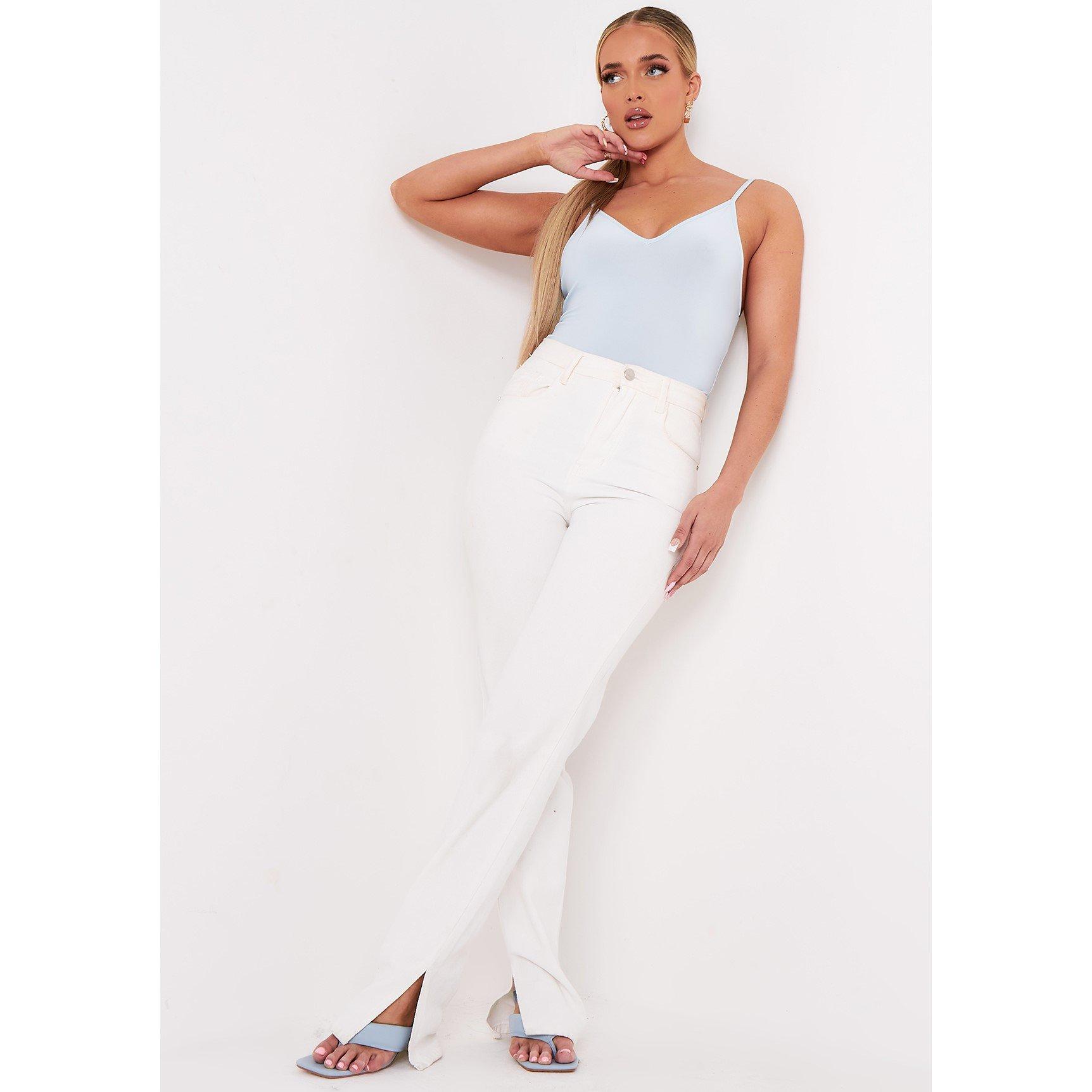 Missy Empire Women's Smooth Plunge Strappy Bodysuit - Pale - 10 (S)