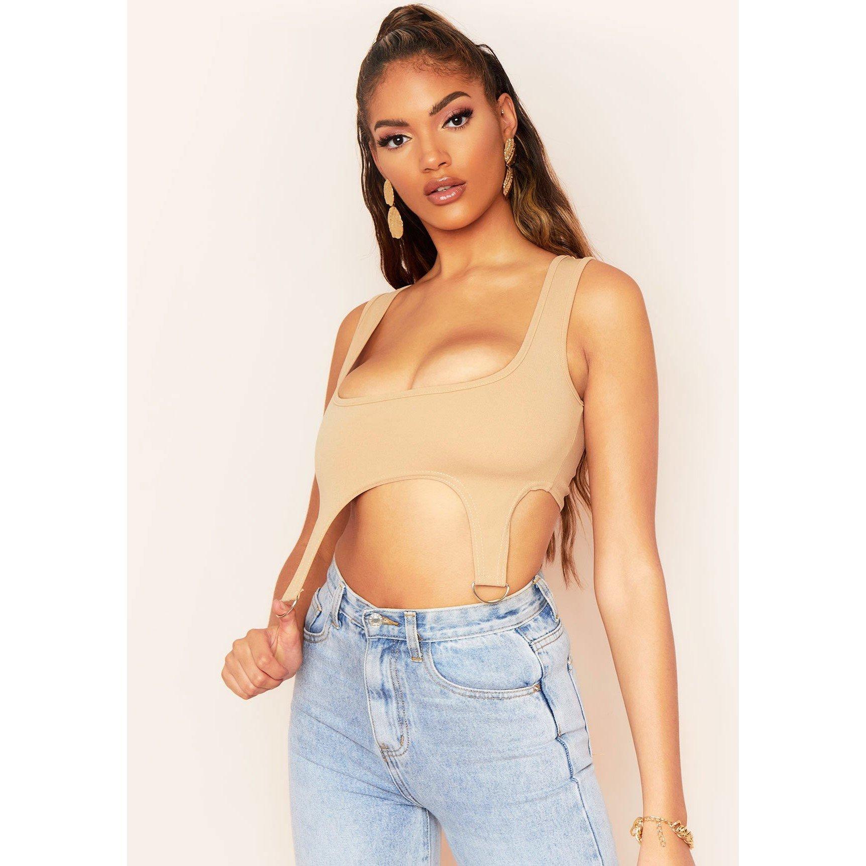 Stone - Missy Empire - D Ring Corset Crop Top