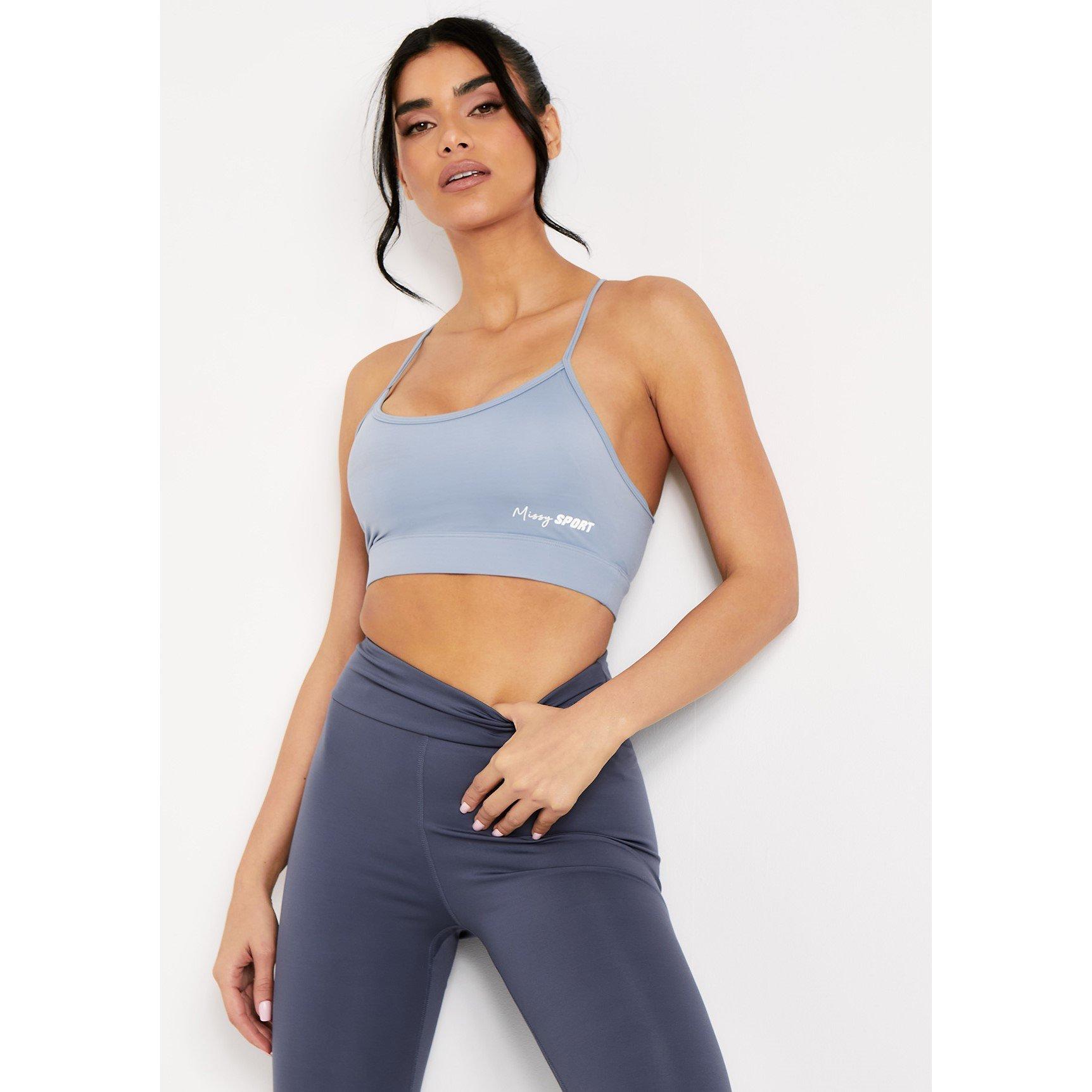 Missy Empire Women's Missy Sport Strappy Crop Gym Top - Blue - 6 (2XS)