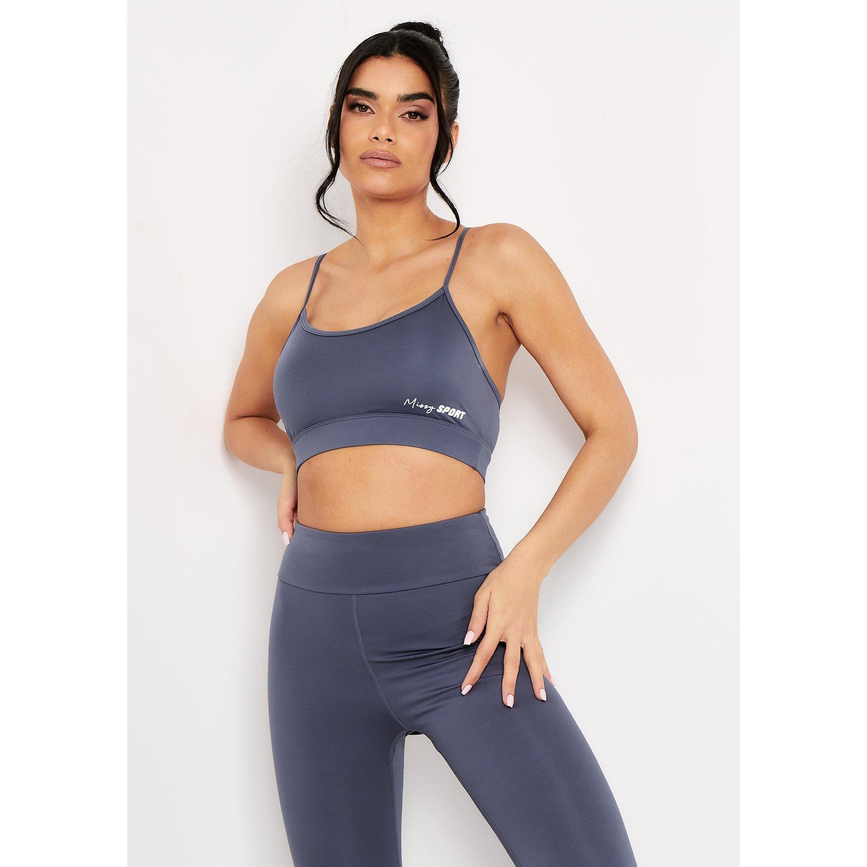 Missy Empire Women's Missy Sport Strappy Crop Gym Top - Navy - 6 (2XS)