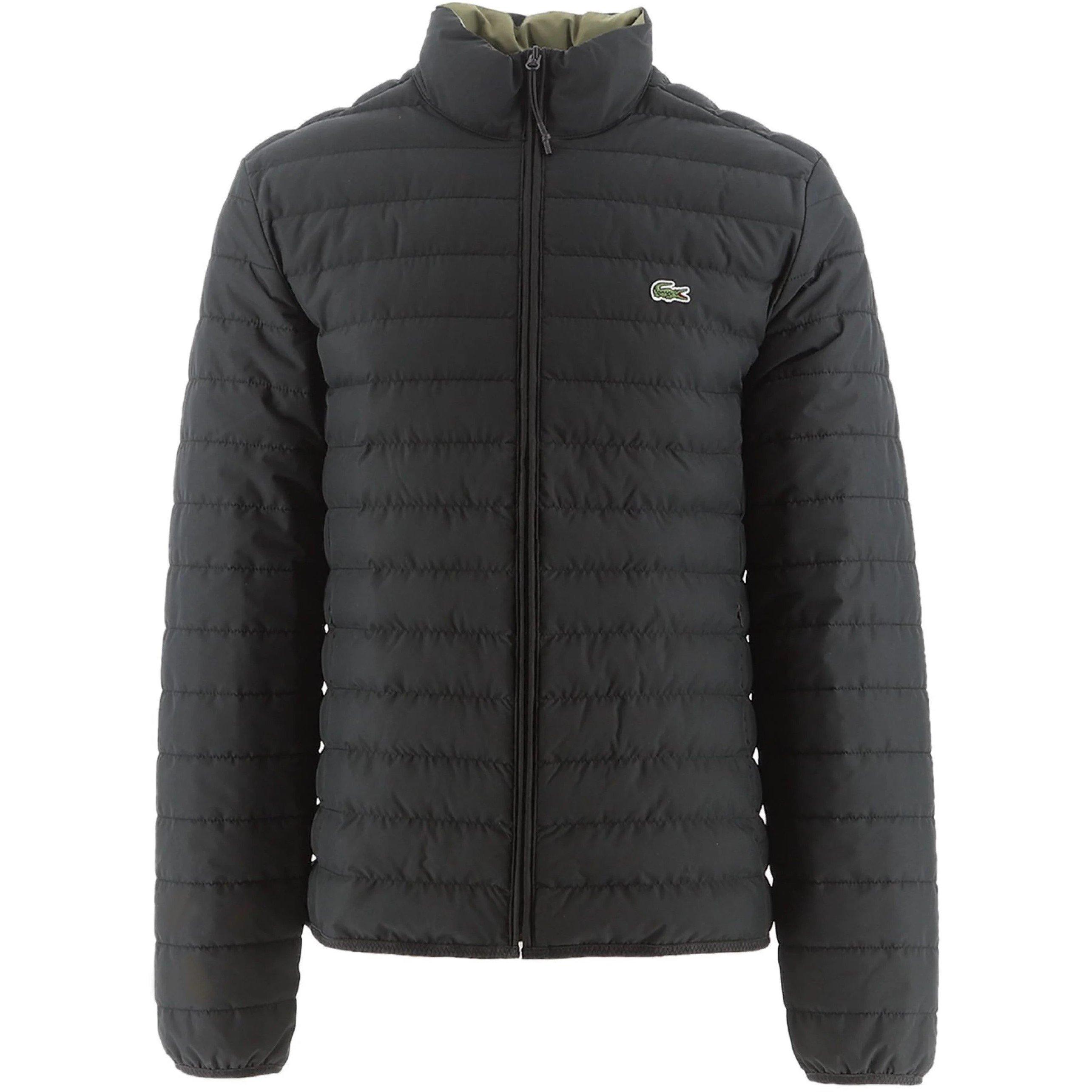Black/Tank - Lacoste - Men's Crocodile Logo Quilted Short Puffer Jacket