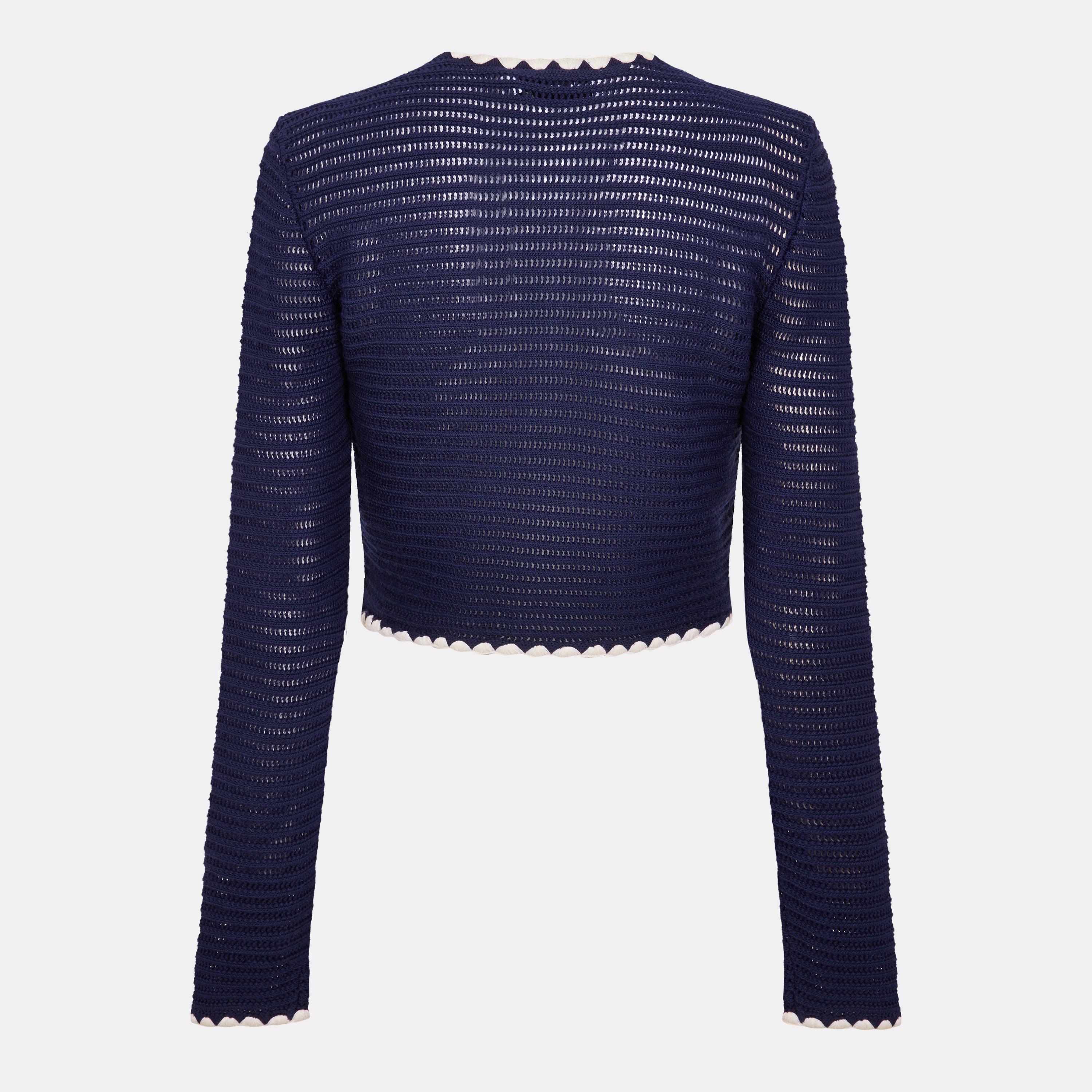 Navy - Self Portrait - Women's Croct Cardigan - 2