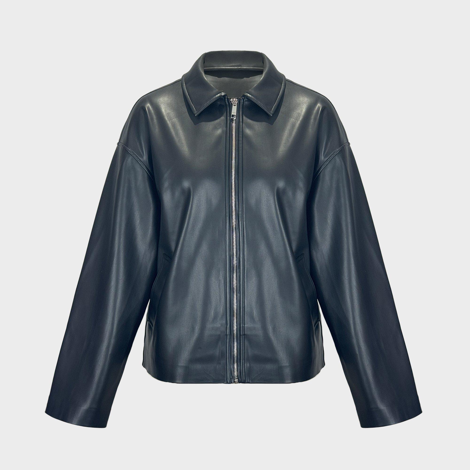 Black - Jack Wills - Women's Faux Leather Full Zip Long Sleeve Bomber Jacket - 1
