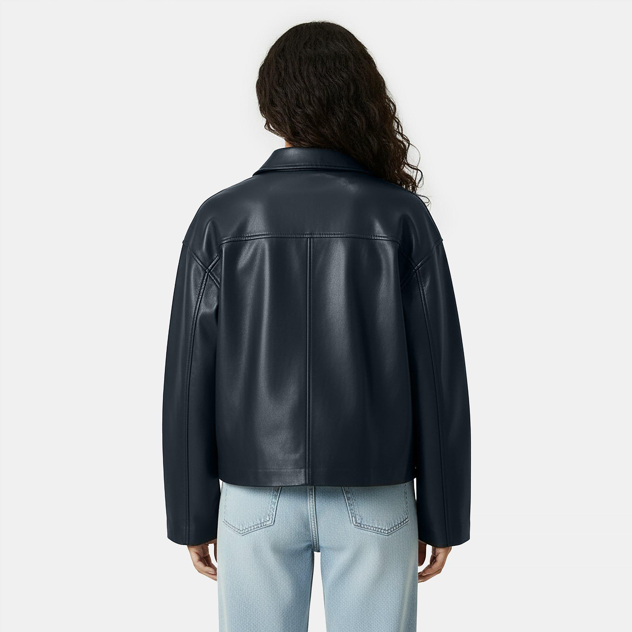 Black - Jack Wills - Women's Faux Leather Full Zip Long Sleeve Bomber Jacket - 4