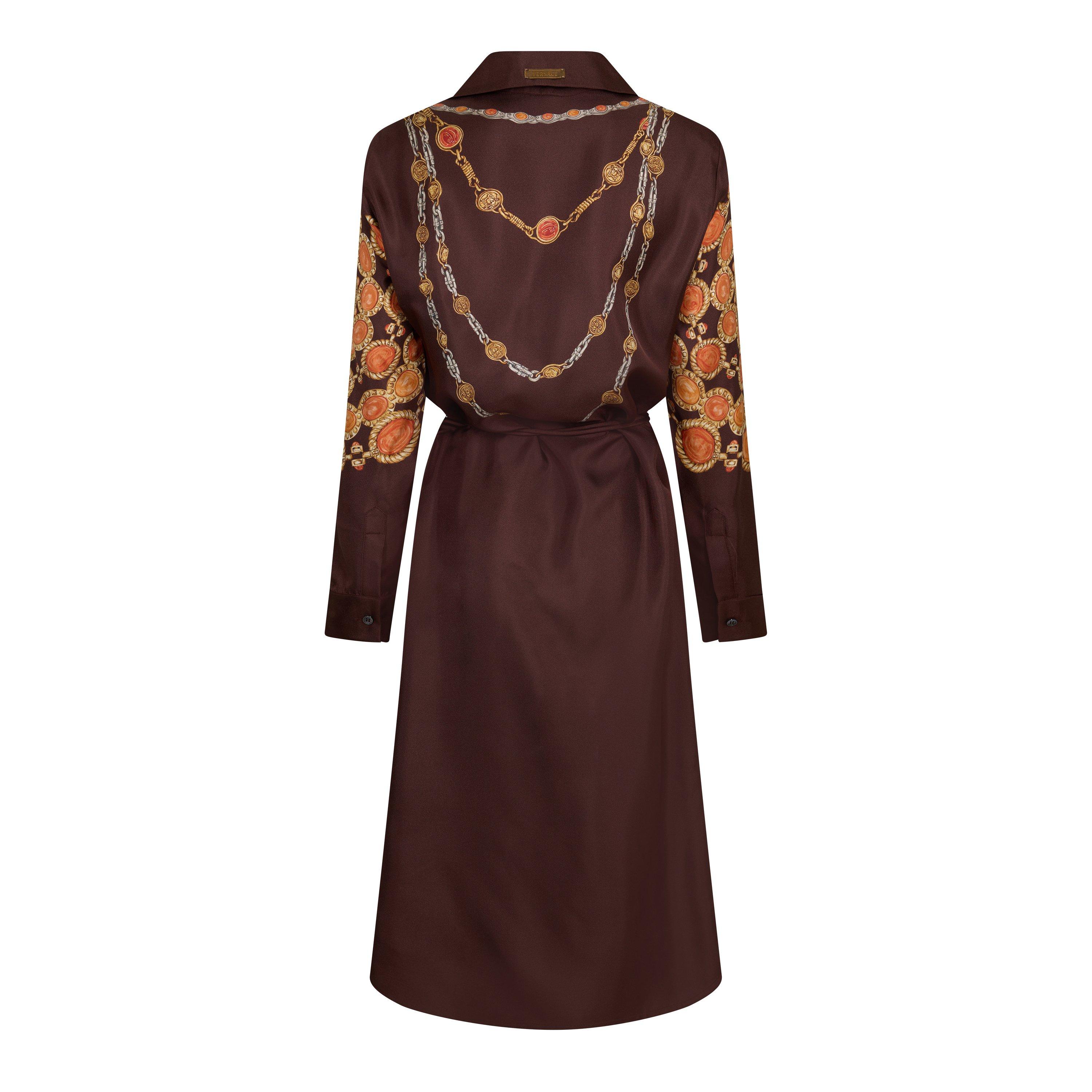 Choco Amber - Versace - Women's Lover Silk Long Sleeve Dress - 2