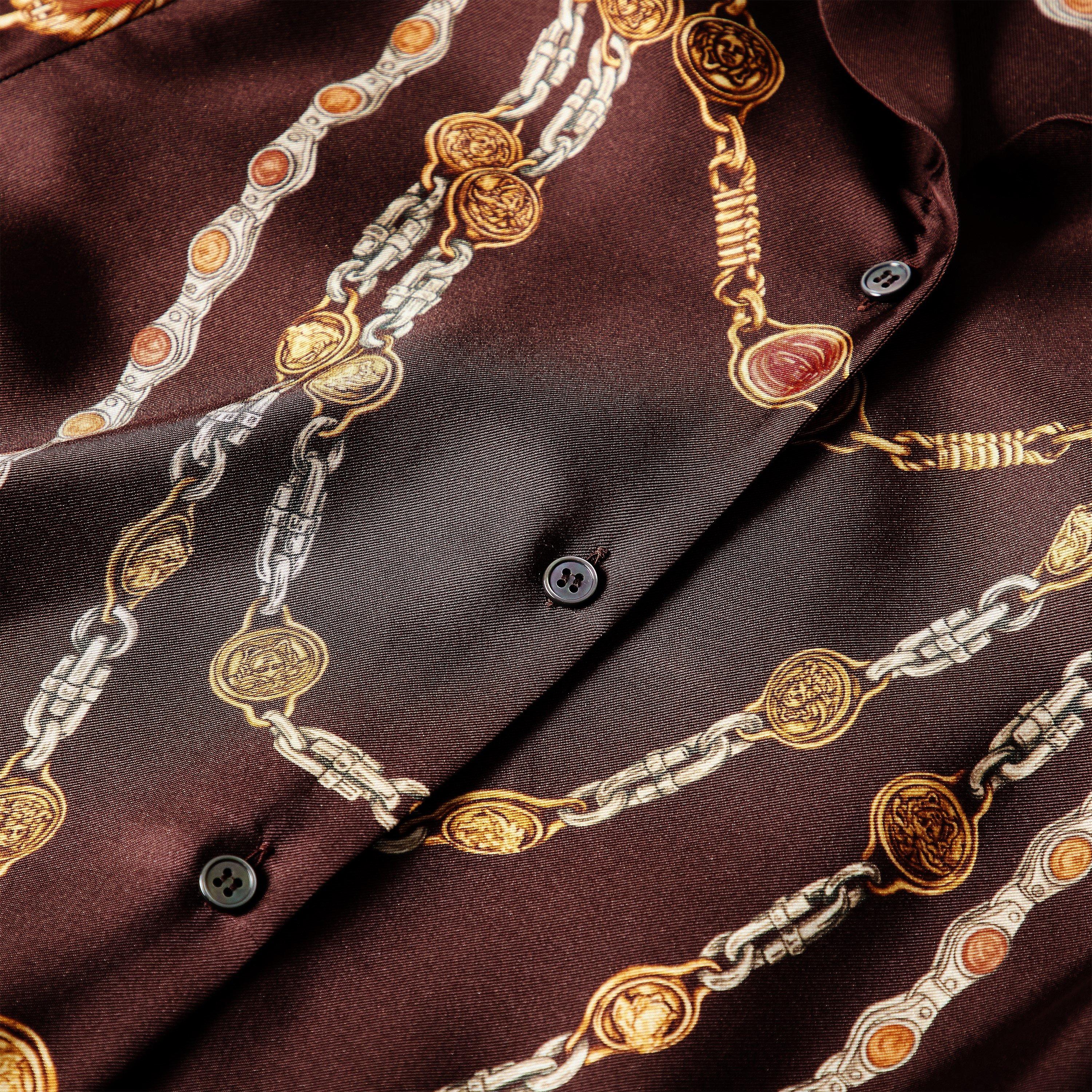 Choco Amber - Versace - Women's Lover Silk Long Sleeve Dress - 5