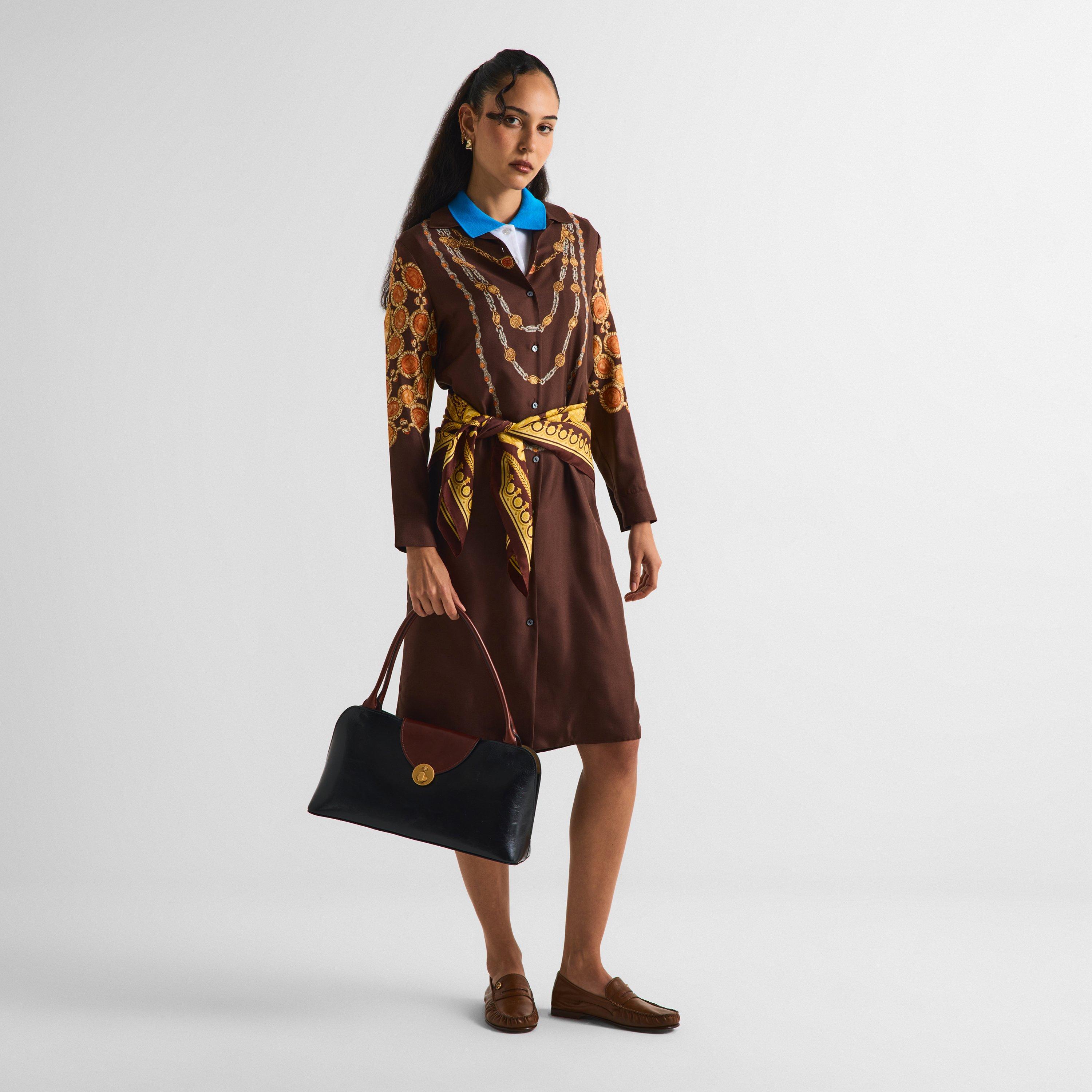 Choco Amber - Versace - Women's Lover Silk Long Sleeve Dress - 6