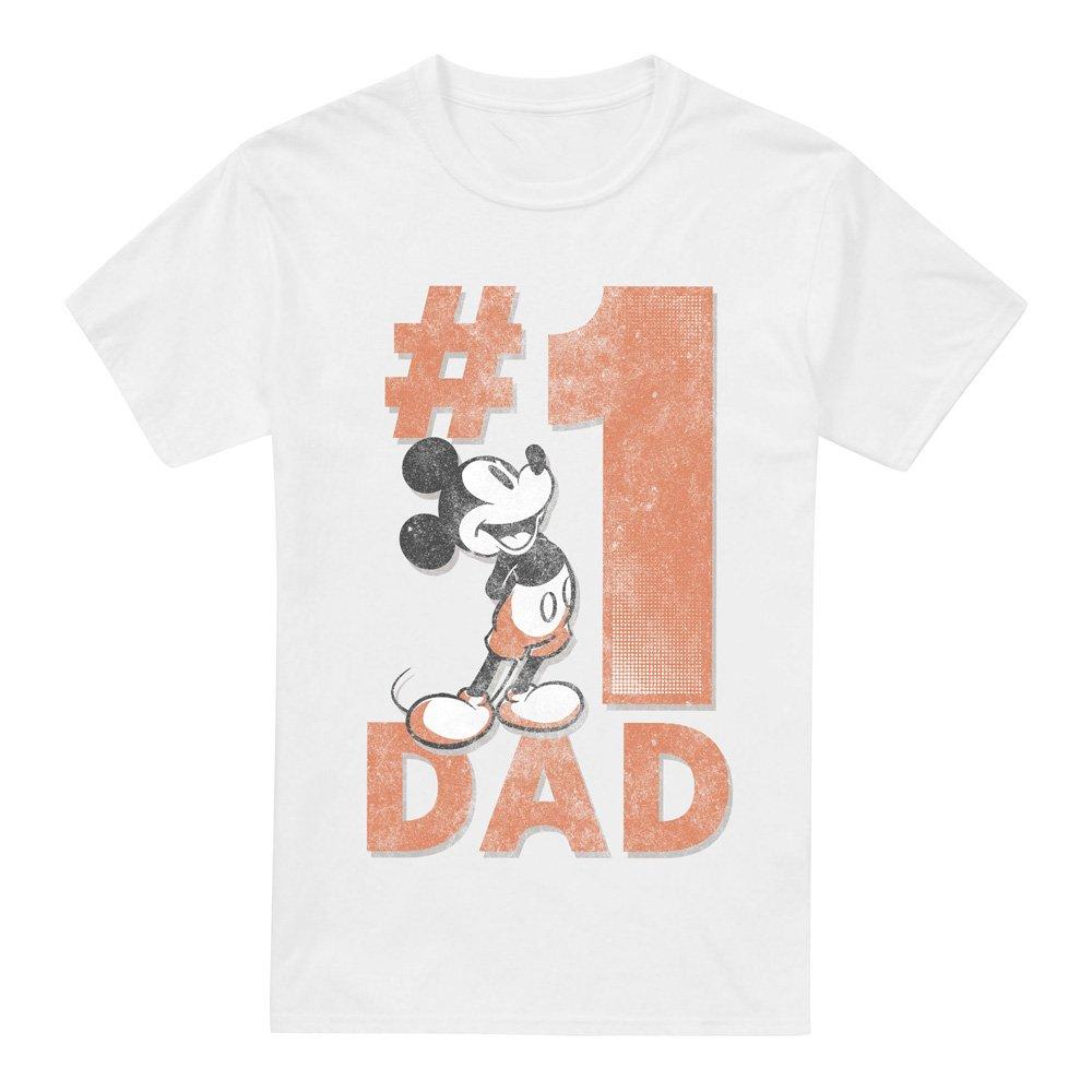 White - Mickey Mouse - Mickey Mouse Number 1 Dad Mens T-Shirt White - 4