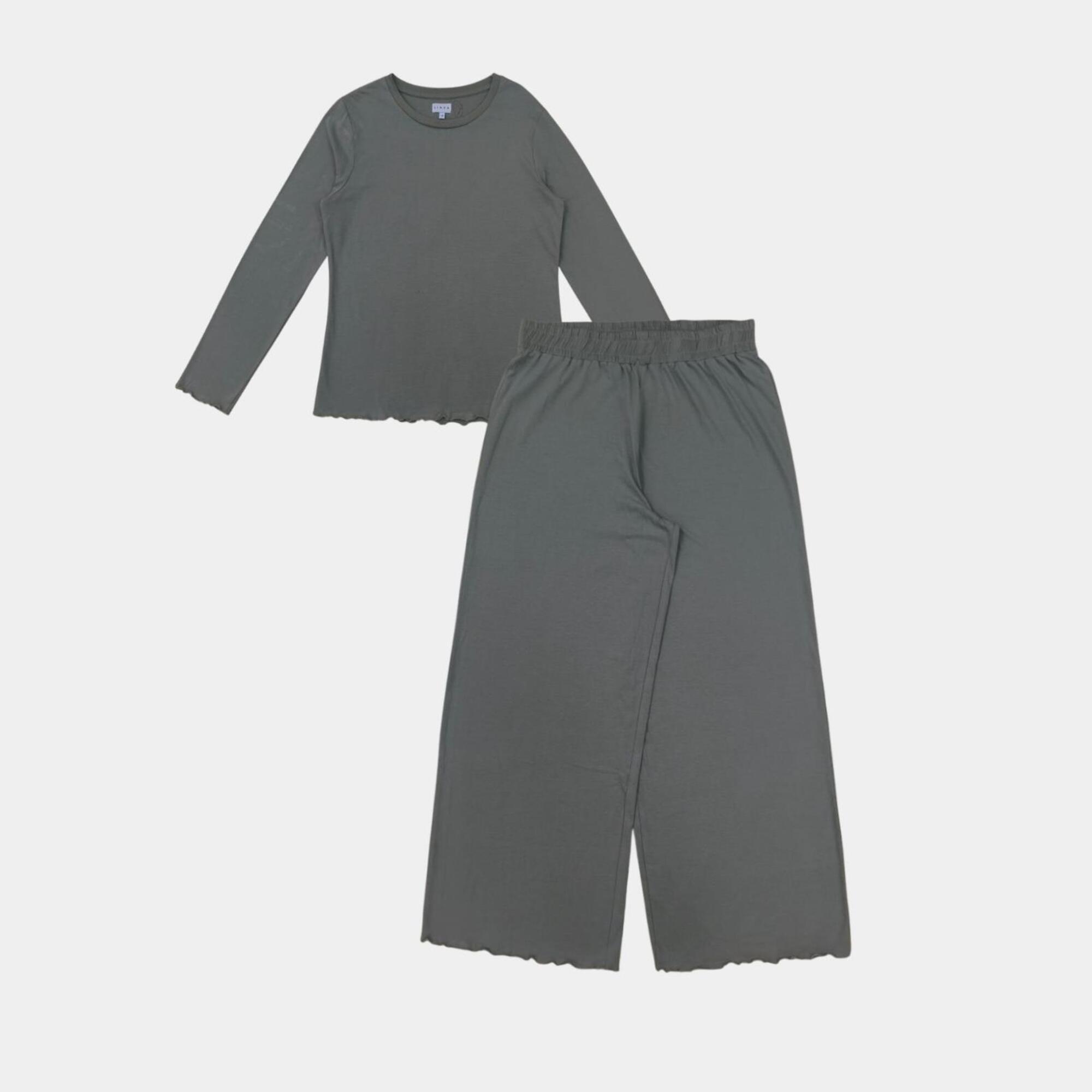 Linea Women's Star Cotton Long Sleeve Pyjama Sets - Green - 14 (42)