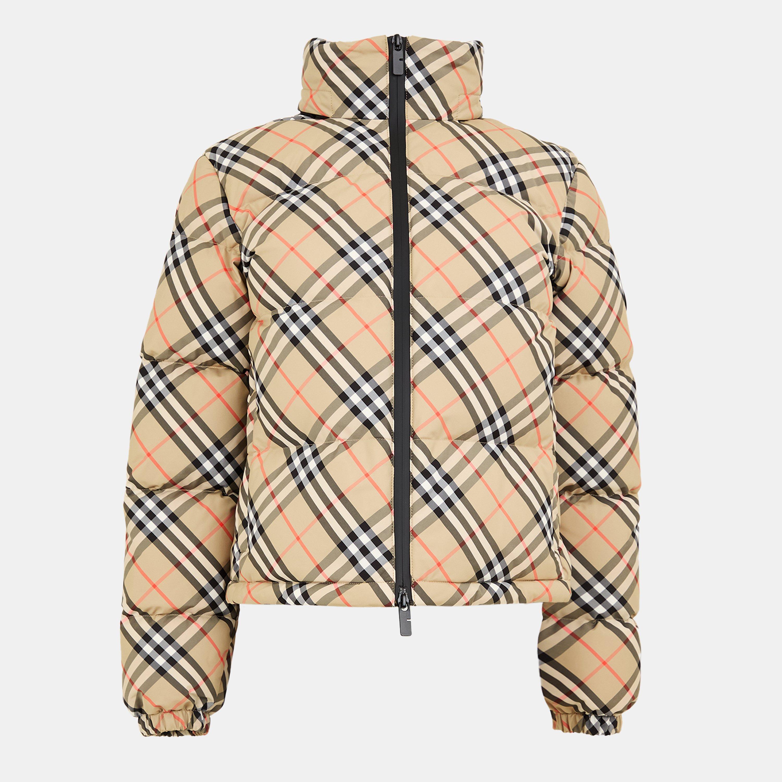 Burberry Women's Check Insulated Short Puffer Jacket - SIC - Size 12 (M)