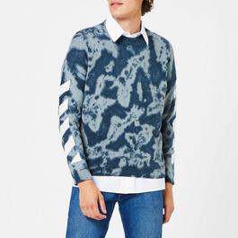 Off White Tie Dye Knit Crew Jumper